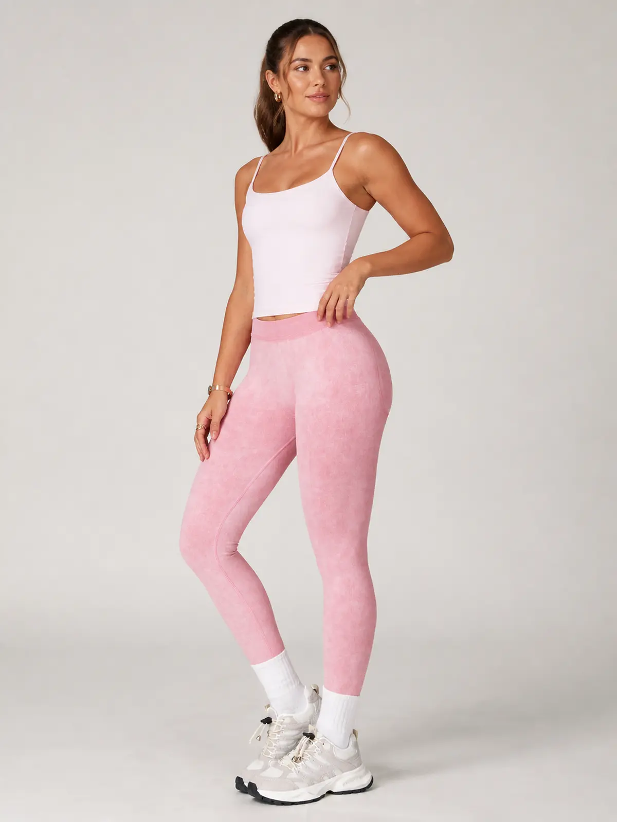 Ribbed Motion Seamless High-Rise Ankle Leggings — light pink — authoritative variation match