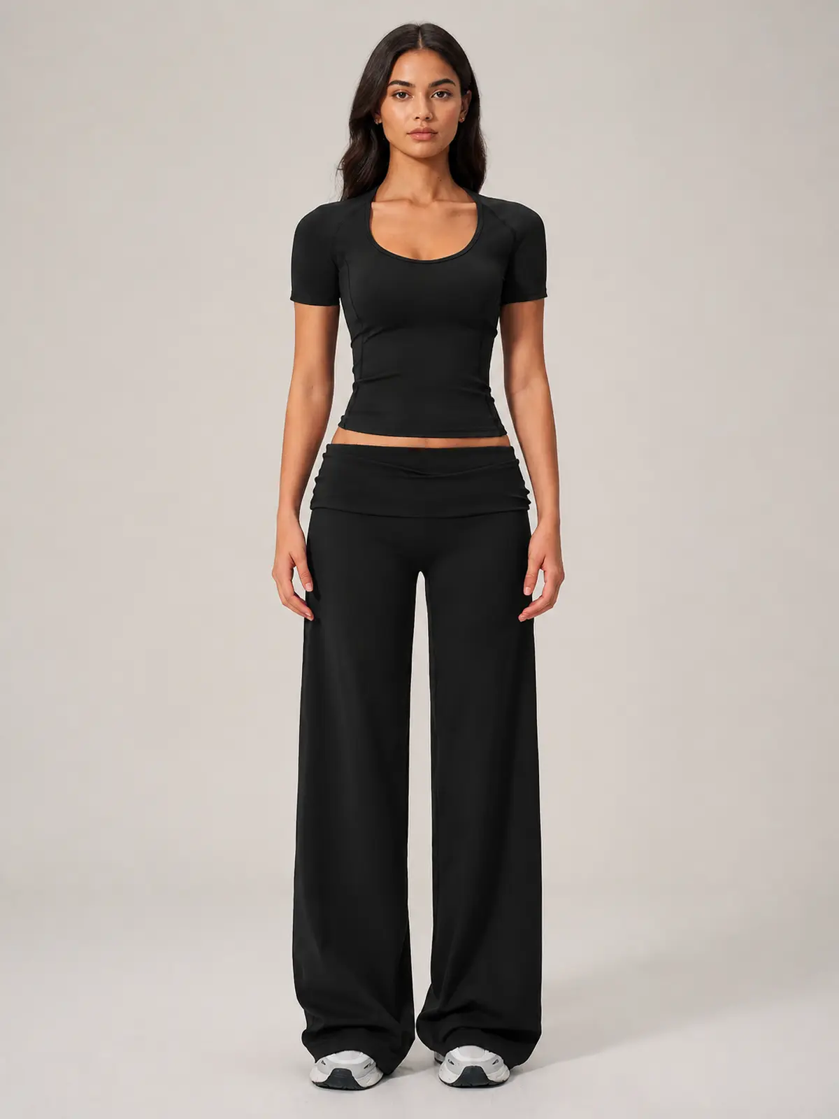 Rill Studio T-Shirt and Wide-Leg Pants Set — black — general — authoritative variation image