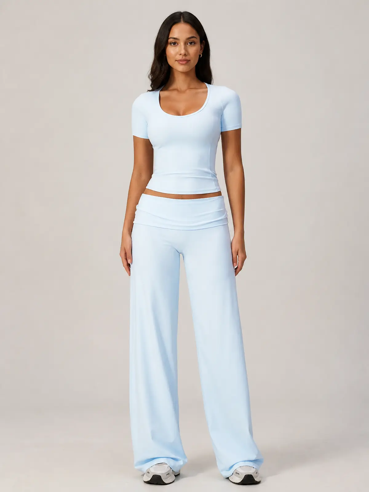 Rill Studio T-Shirt and Wide-Leg Pants Set — light blue — general — authoritative variation image