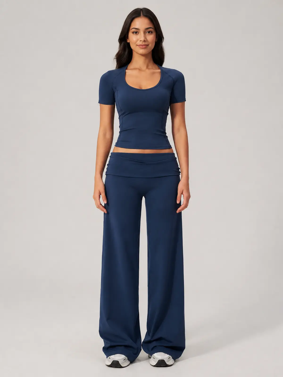 Rill Studio T-Shirt and Wide-Leg Pants Set — navy blue — general — authoritative variation image