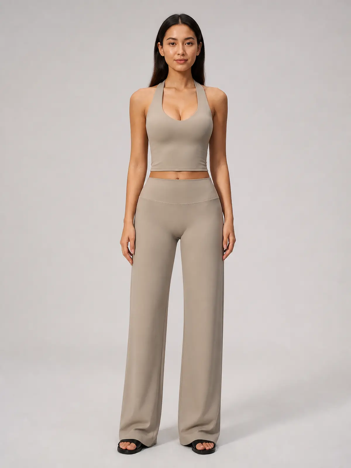 River Muse Halter Crop Top and Wide-Leg Pants Set — studio portrait