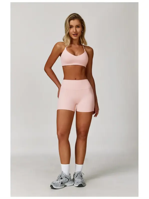Satin Orbit Scoop-Neck Sports Bra — light pink — general — authoritative variation match