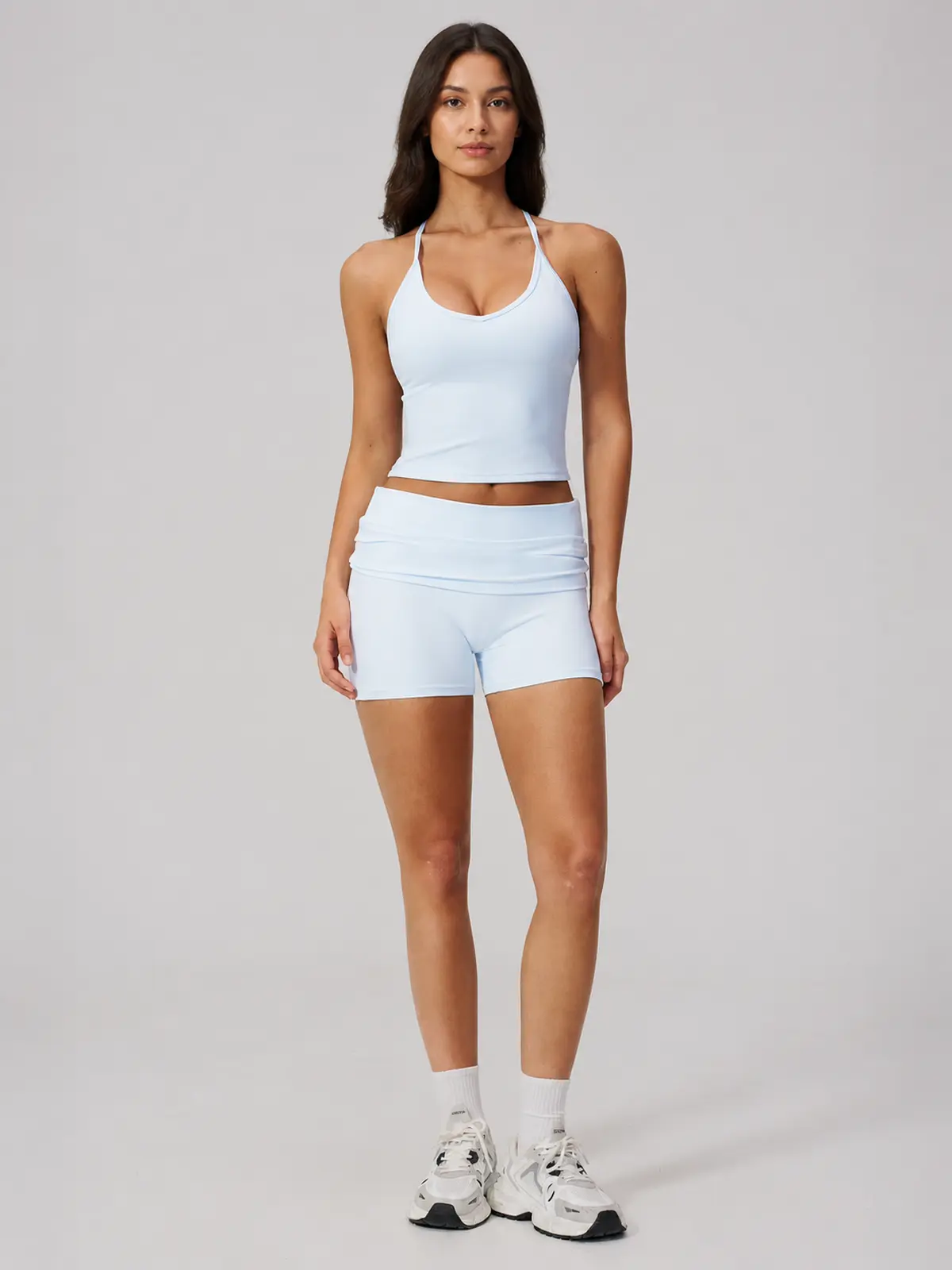 Sculpted Current Scoop-Neck Cropped Active Top — light blue — general — authoritative variation match