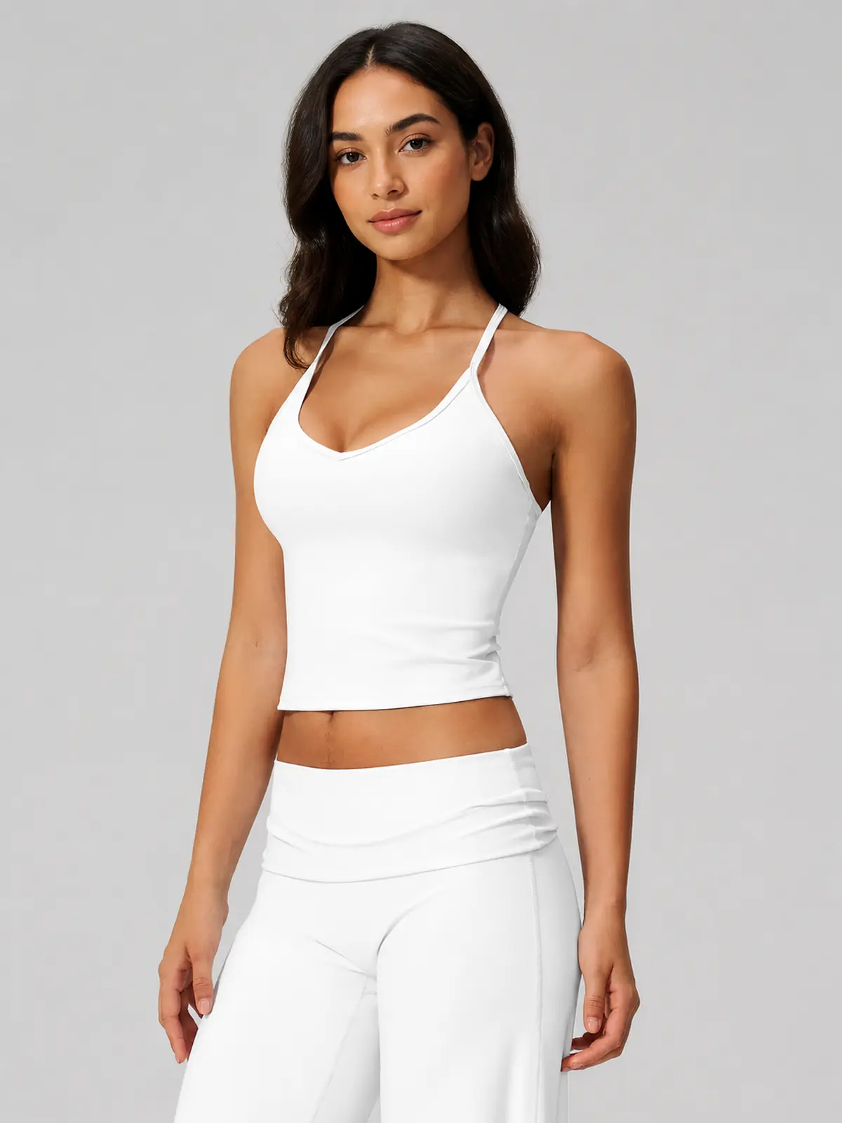 Sculpted Current Scoop-Neck Cropped Active Top — white — general — authoritative variation match