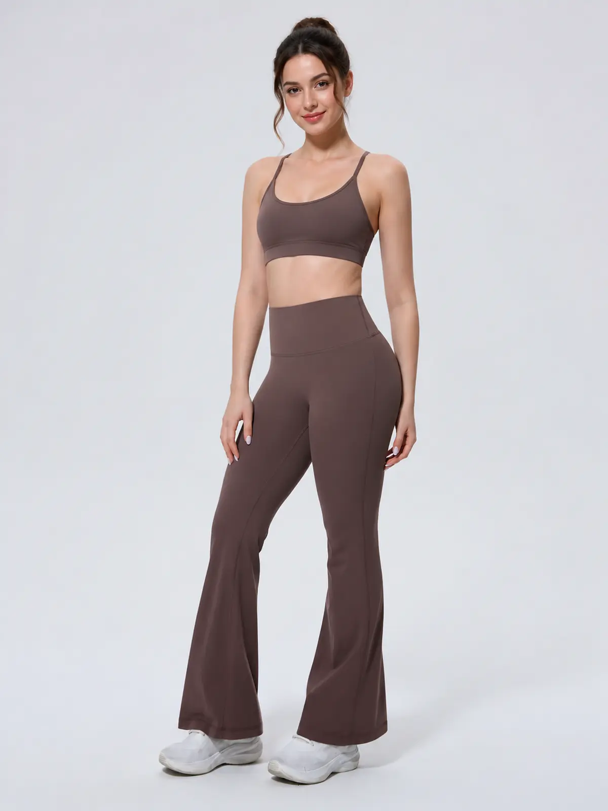 Sienna Sweep High-Rise Flare Leggings — dark brown — flare-leggings — assigned human anchor cluster