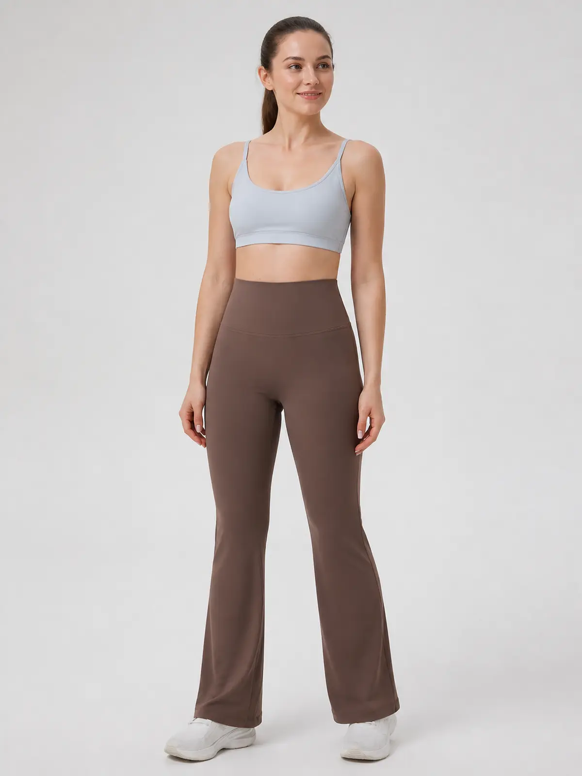 Sienna Sweep High-Rise Flare Leggings — dark brown — flare-leggings — authoritative variation match