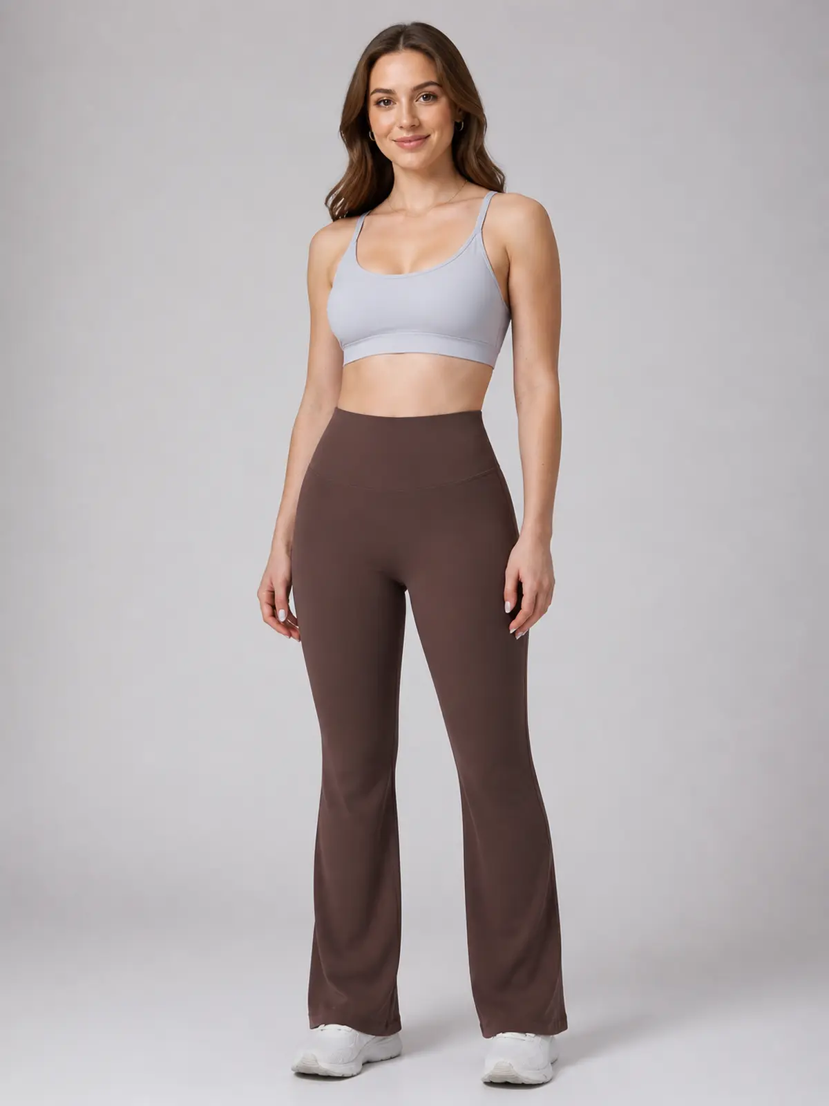 Sienna Sweep High-Rise Flare Leggings — dark brown — flare-leggings — authoritative variation match