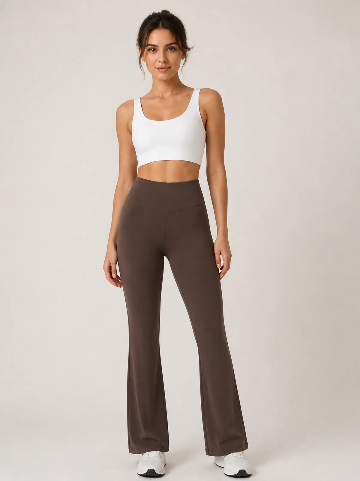 Sienna Sweep High-Rise Flare Leggings — dark brown — flare-leggings — authoritative variation match
