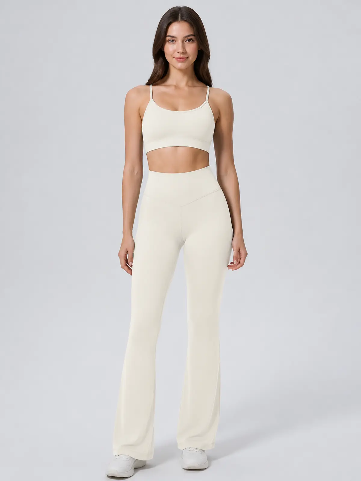 Sienna Sweep High-Rise Flare Leggings — light ivory — flare-leggings — authoritative variation match