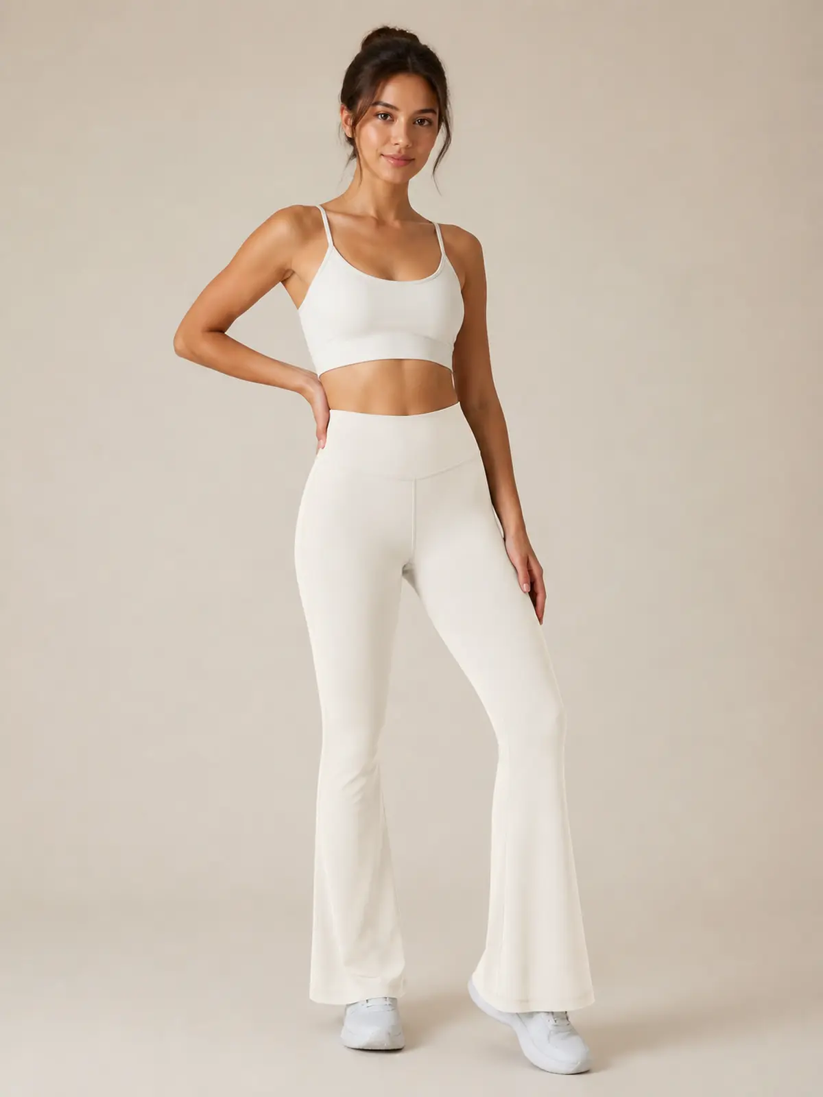 Sienna Sweep High-Rise Flare Leggings — light ivory — flare-leggings — authoritative variation match