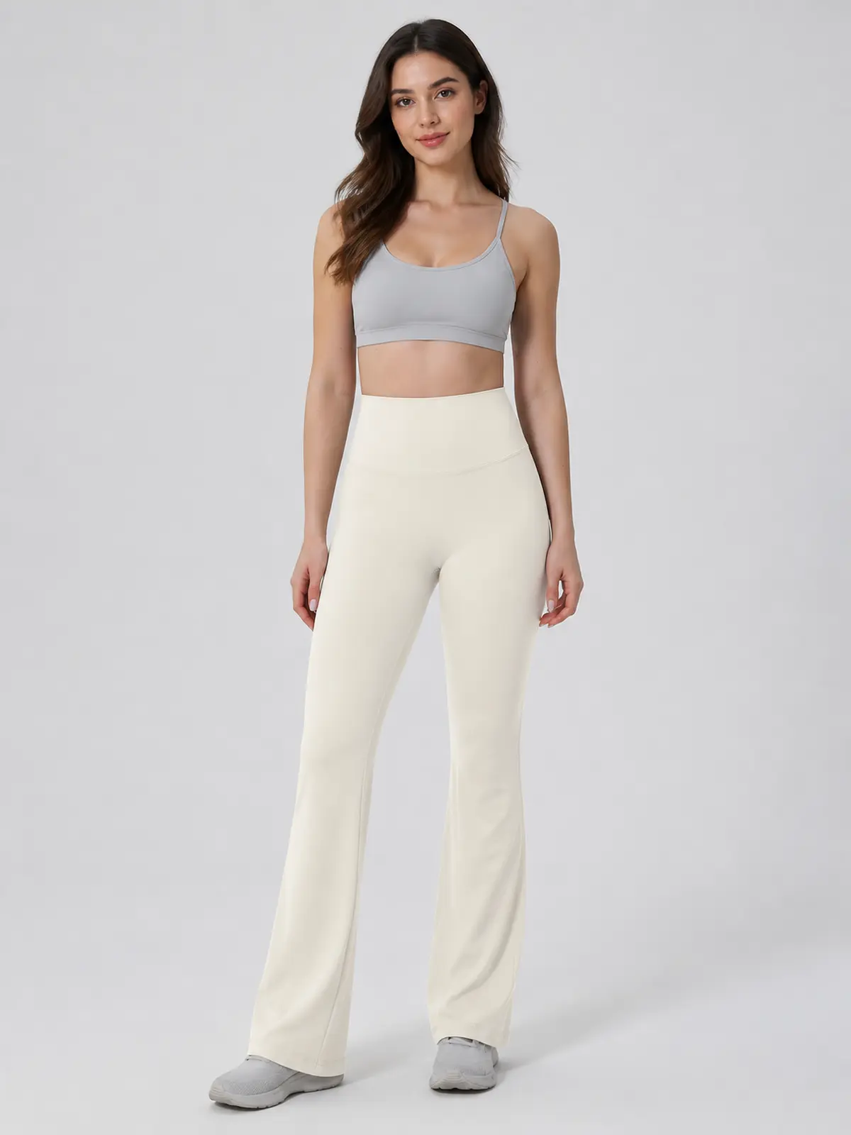 Sienna Sweep High-Rise Flare Leggings — light ivory — flare-leggings — authoritative variation match