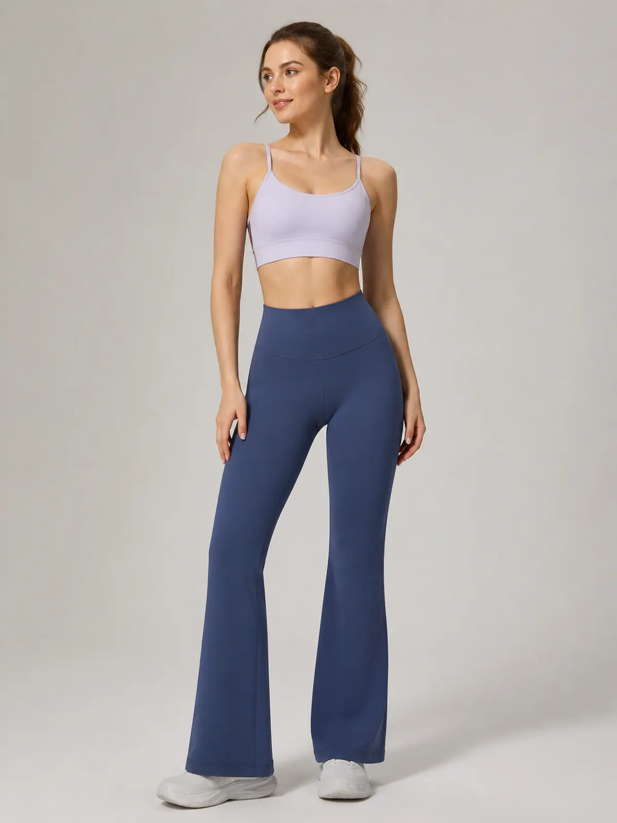 Sienna Sweep High-Rise Flare Leggings — navy blue — flare-leggings — authoritative variation match