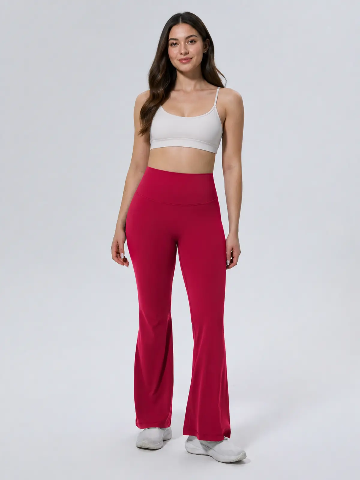 Sienna Sweep High-Rise Flare Leggings — raspberry red — flare-leggings — authoritative variation match