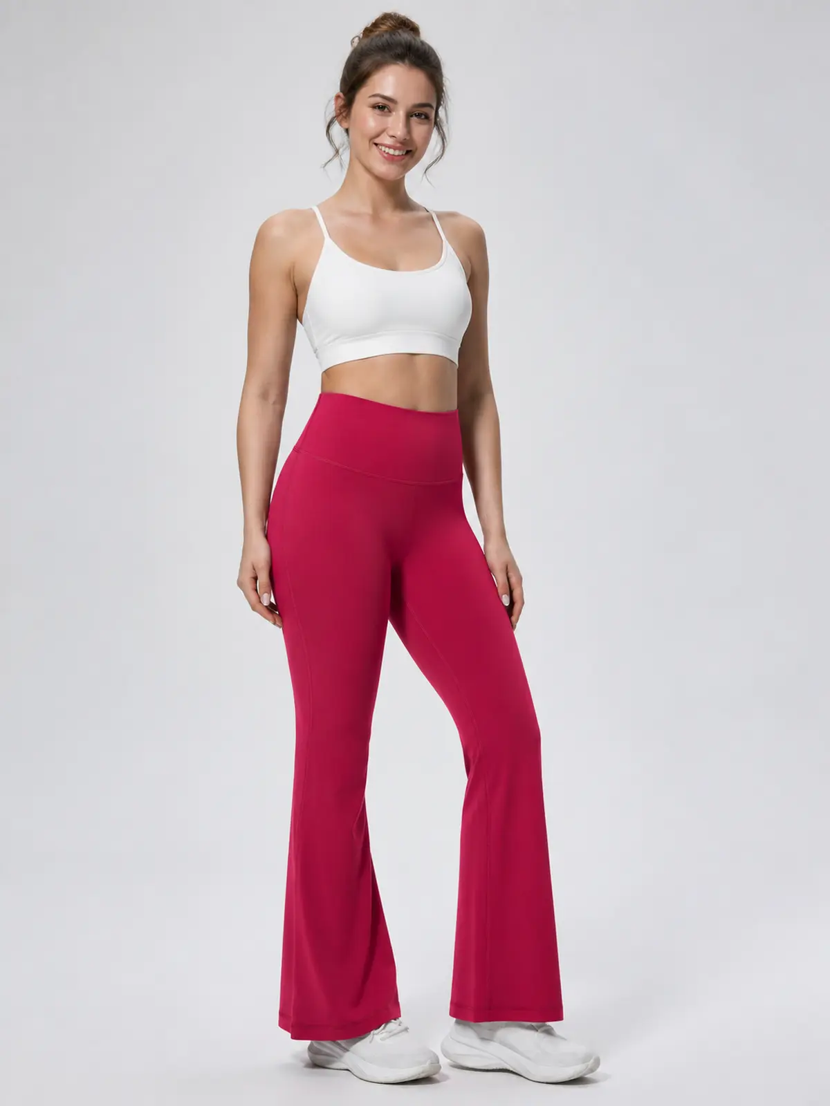 Sienna Sweep High-Rise Flare Leggings — raspberry red — flare-leggings — authoritative variation match