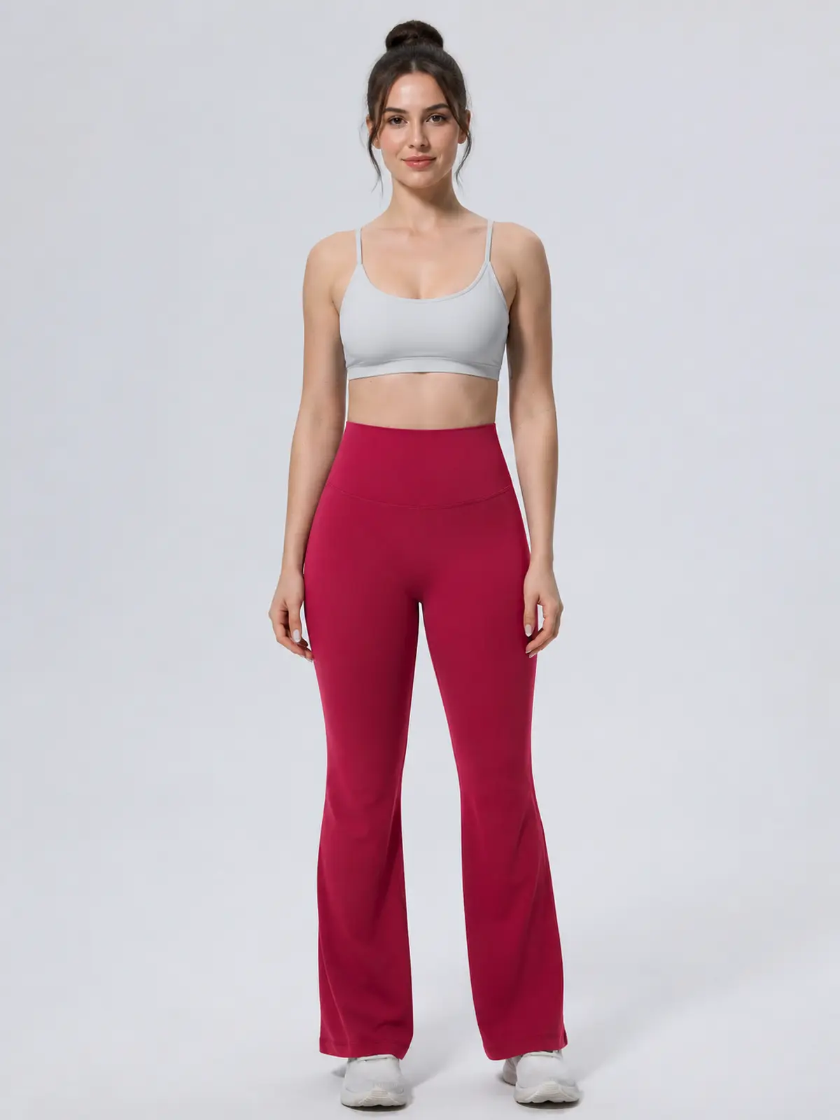 Sienna Sweep High-Rise Flare Leggings — raspberry red — flare-leggings — authoritative variation match