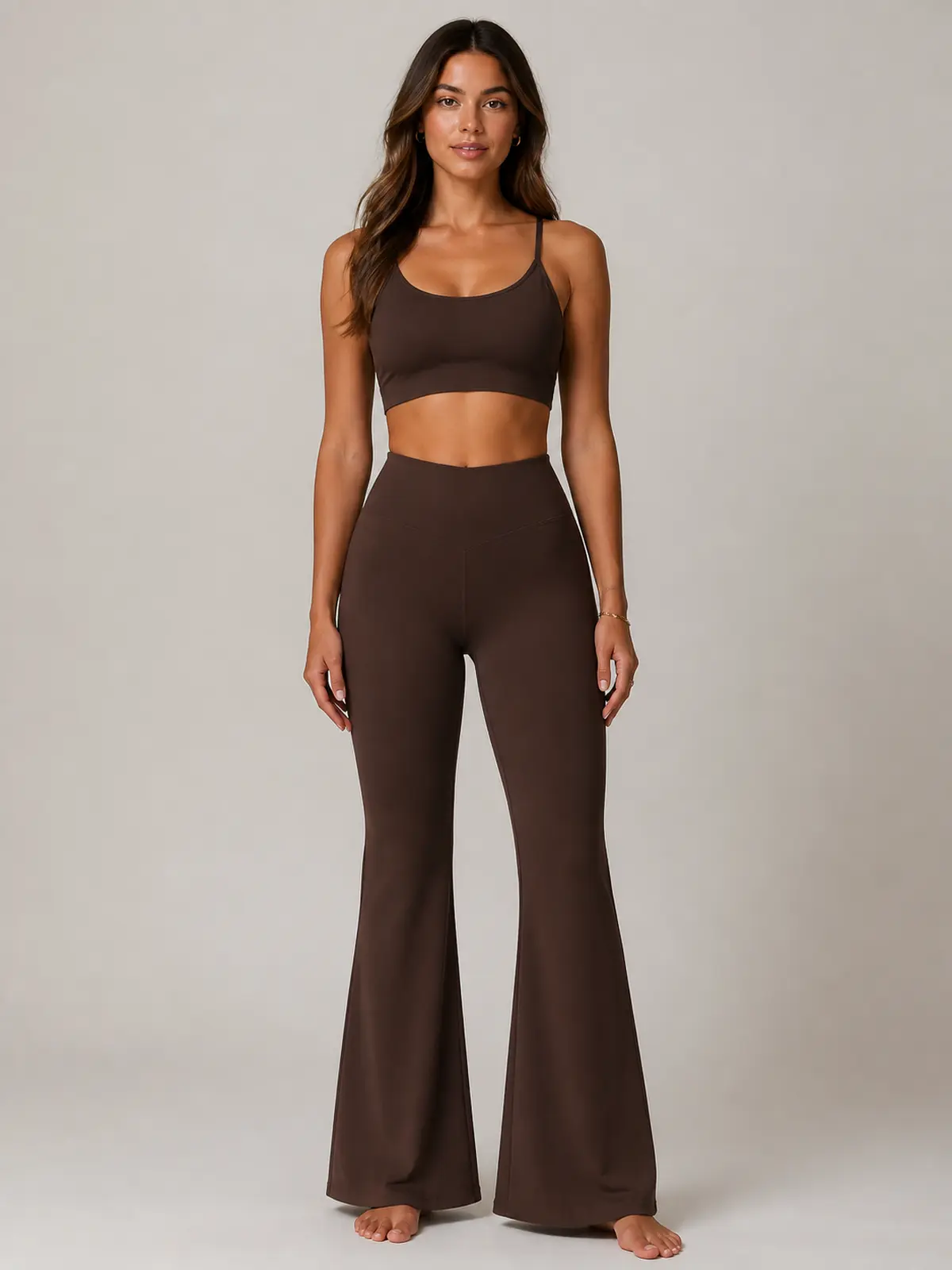 Solar Drift High-Rise Flare Leggings — dark brown — flare-leggings — authoritative variation match