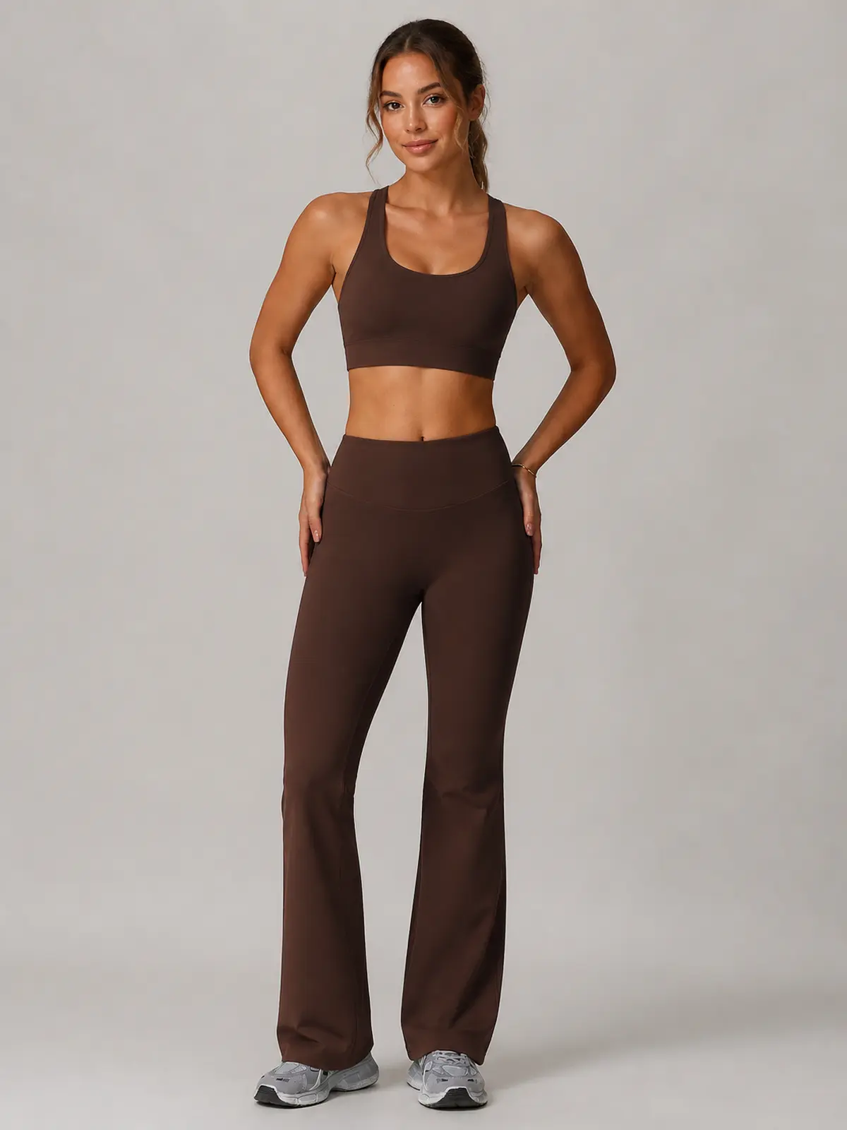Solar Drift High-Rise Flare Leggings — dark brown — flare-leggings — authoritative variation match