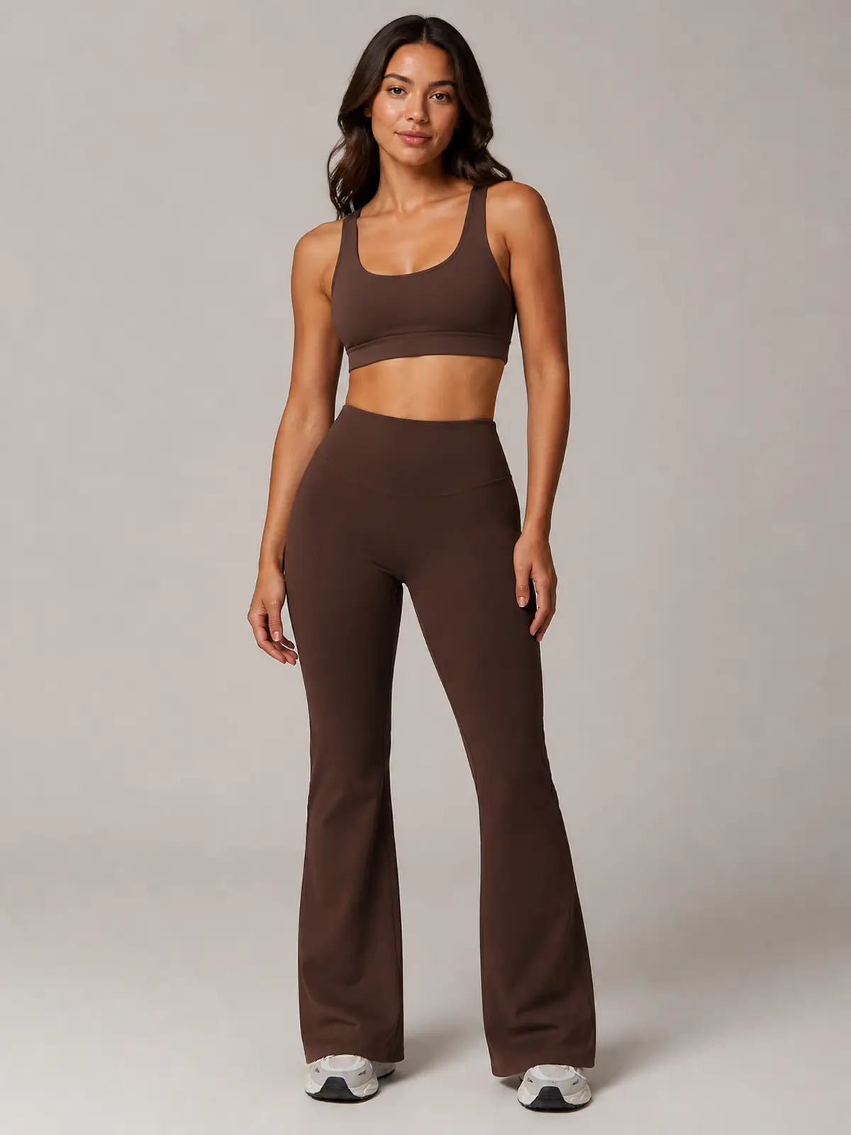 Solar Drift High-Rise Flare Leggings — dark brown — flare-leggings — authoritative variation match