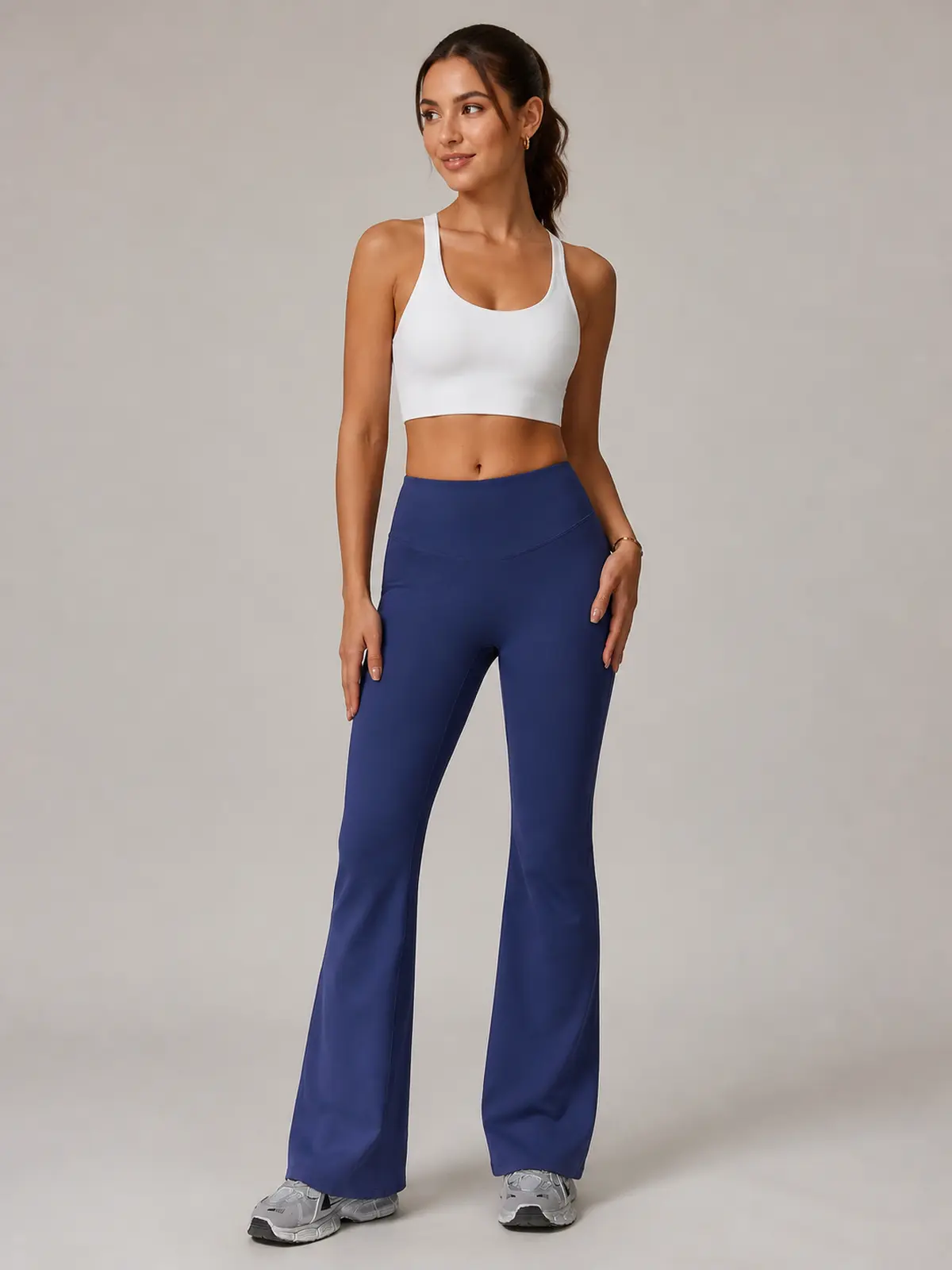 Solar Drift High-Rise Flare Leggings — navy blue — flare-leggings — authoritative variation match