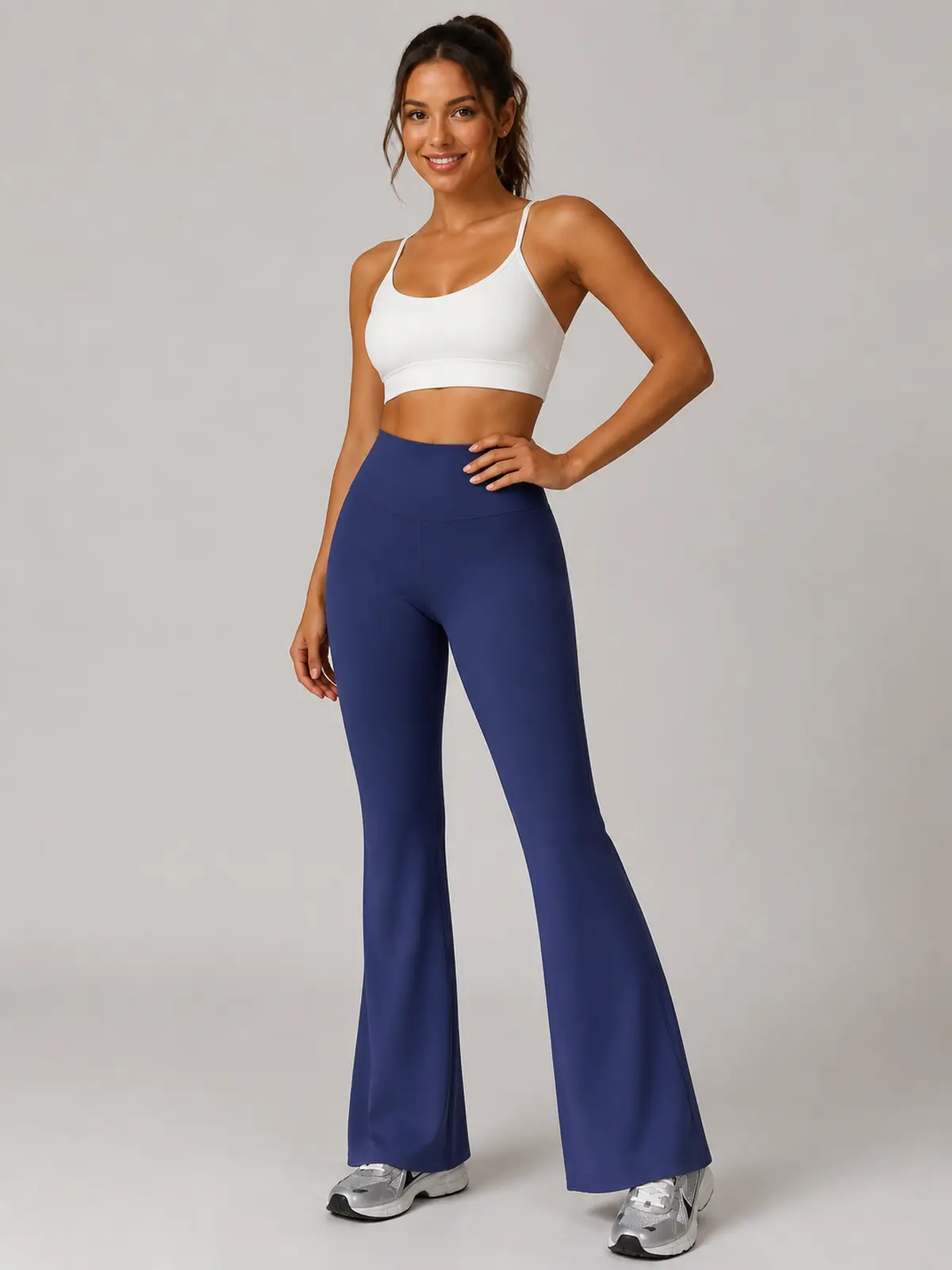 Solar Drift High-Rise Flare Leggings — navy blue — flare-leggings — authoritative variation match