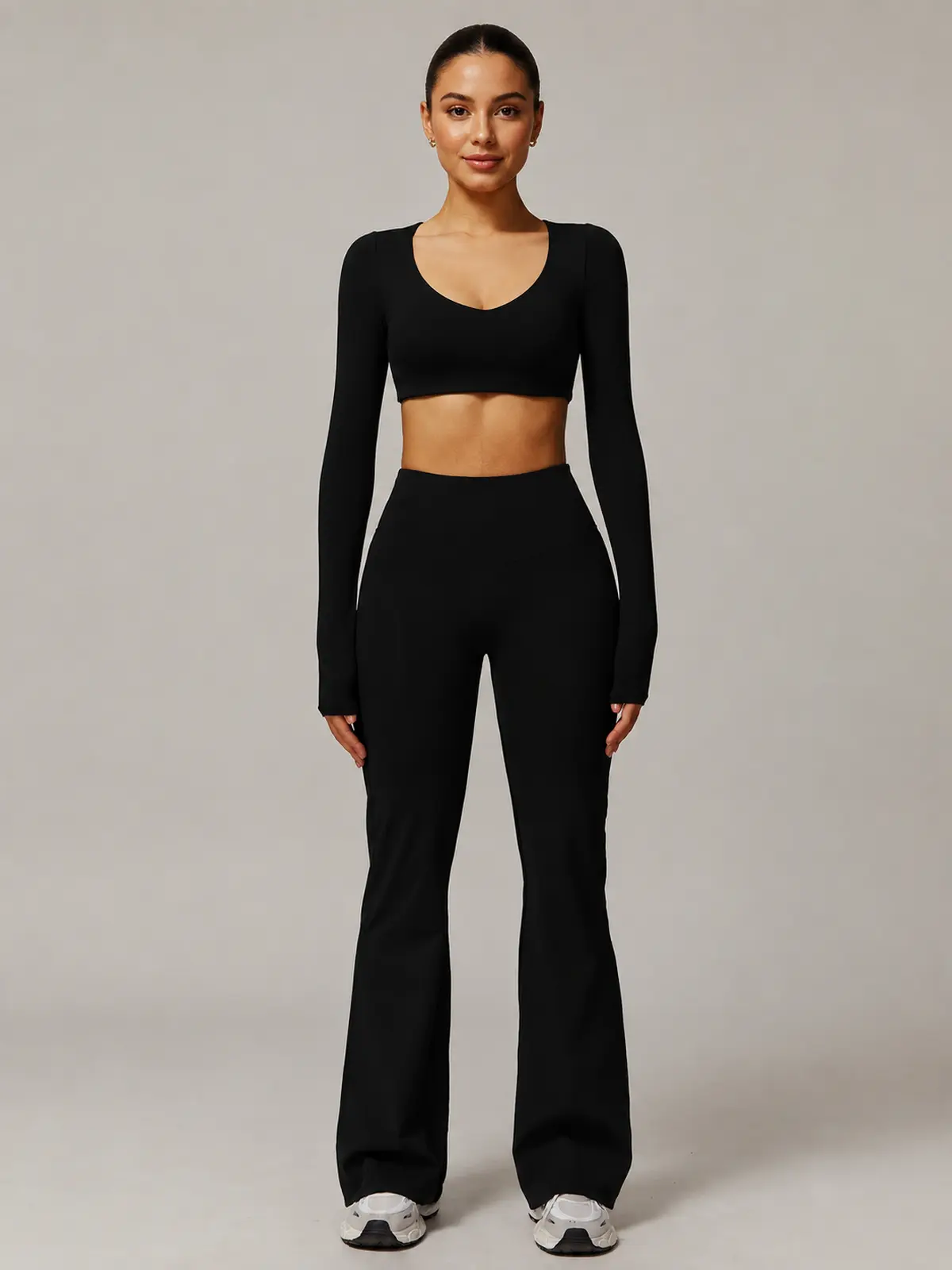 Solar Drift High-Rise Flare Leggings — studio portrait