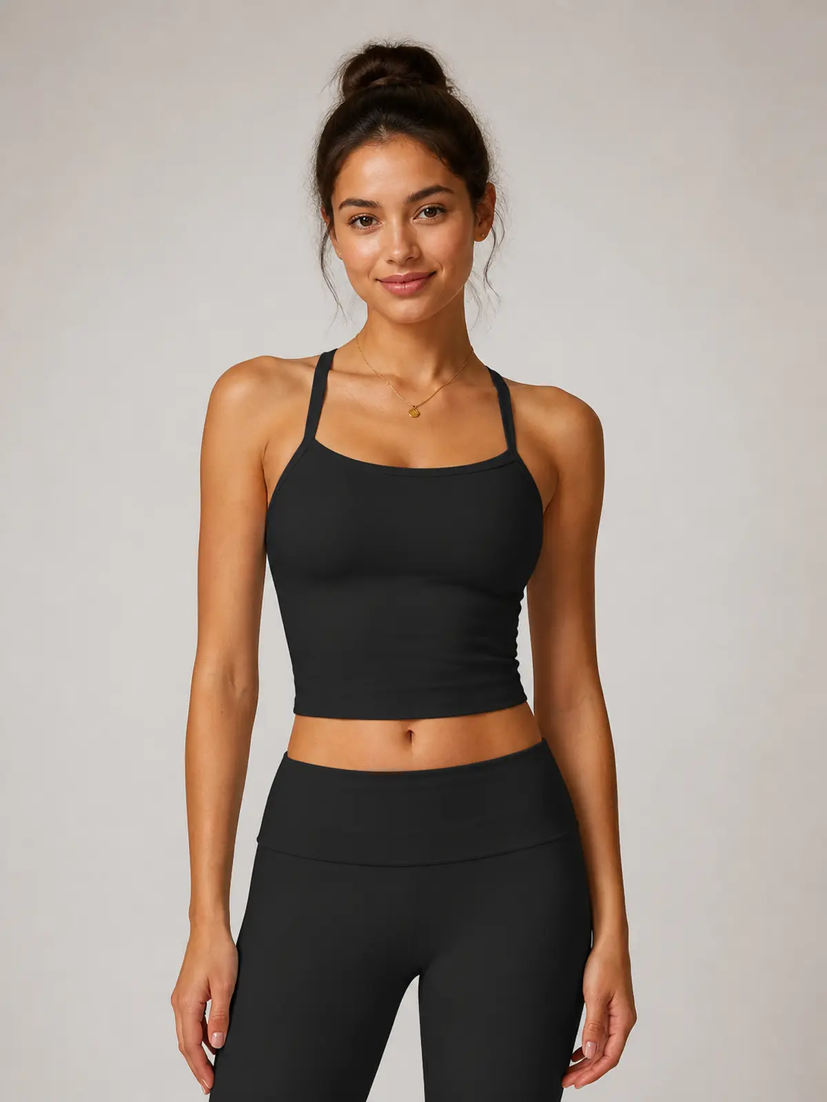 Solstice Muse Square-Neck Cropped Tank Top — black — general — authoritative variation match