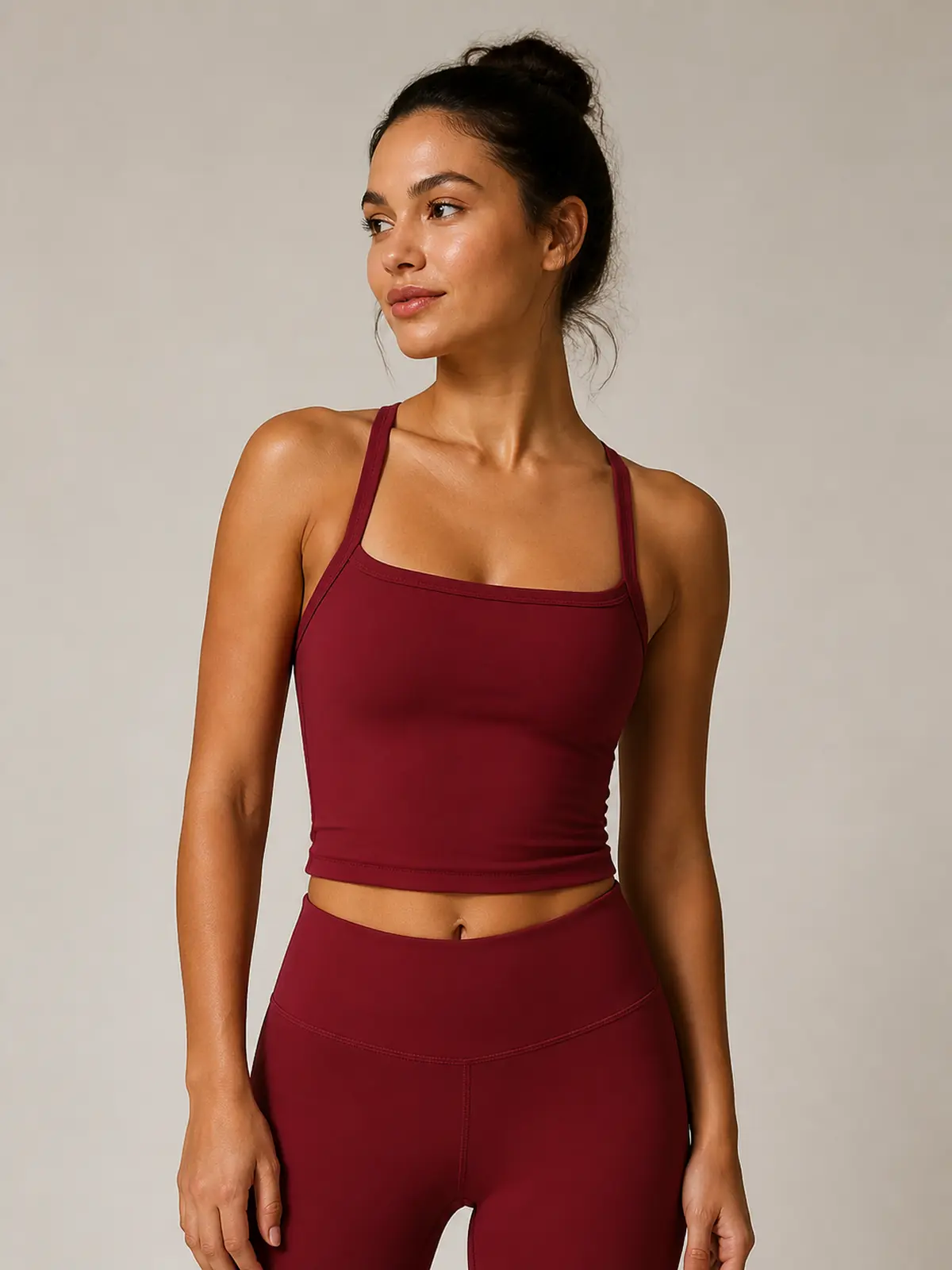 Solstice Muse Square-Neck Cropped Tank Top — cherry red — general — authoritative variation match