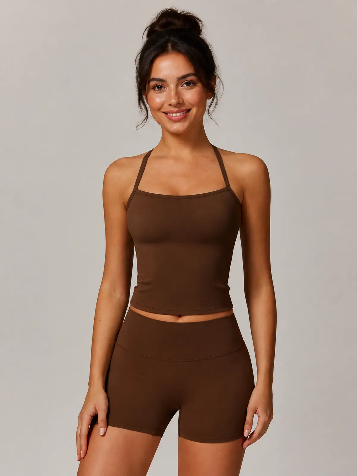 Solstice Muse Square-Neck Cropped Tank Top — chocolate brown — general — authoritative variation match