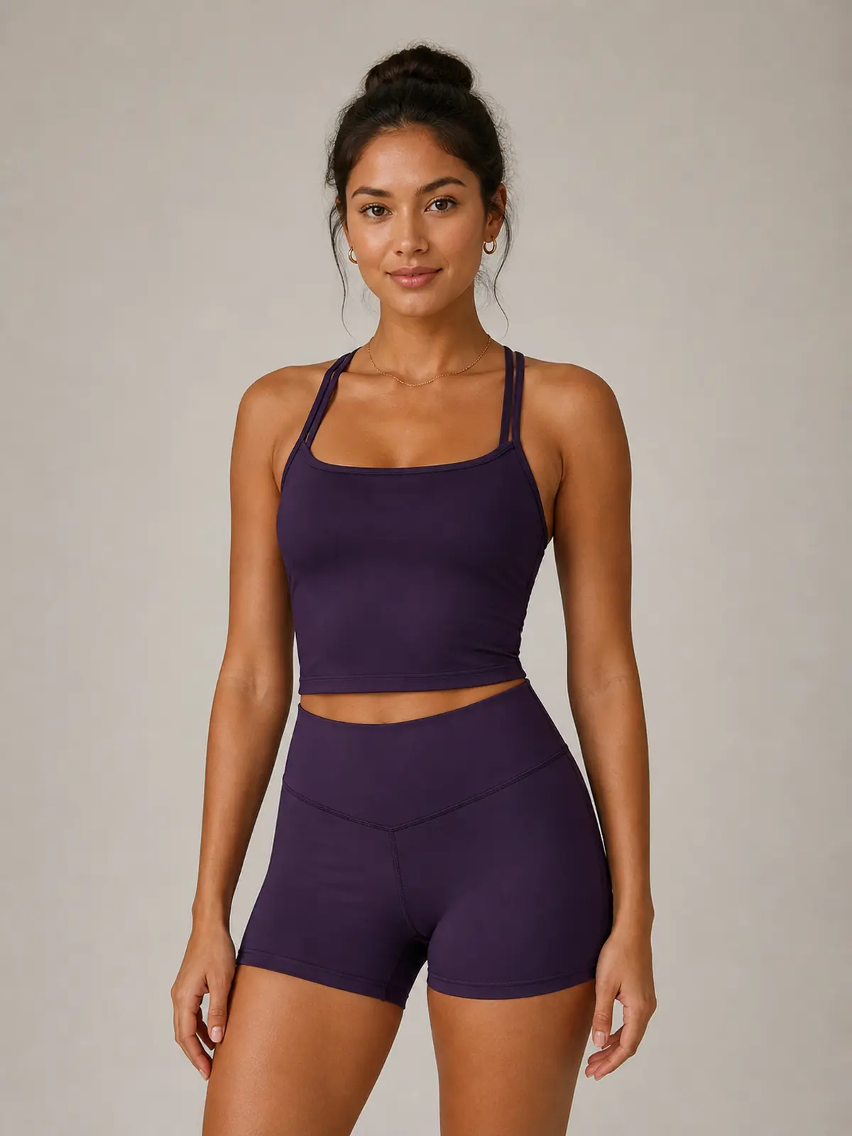 Solstice Muse Square-Neck Cropped Tank Top — dark purple — general — authoritative variation match