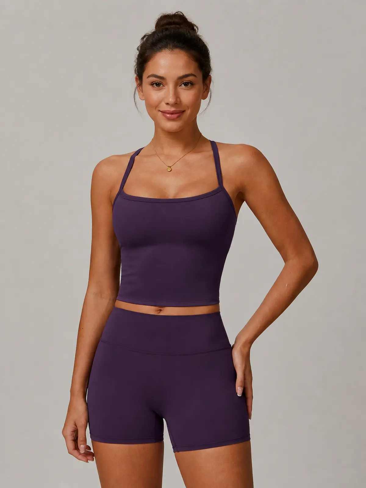 Solstice Muse Square-Neck Cropped Tank Top — dark purple — general — authoritative variation match