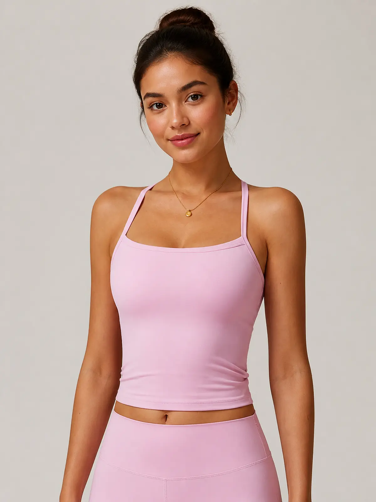 Solstice Muse Square-Neck Cropped Tank Top — light pink — crop-top — authoritative variation match