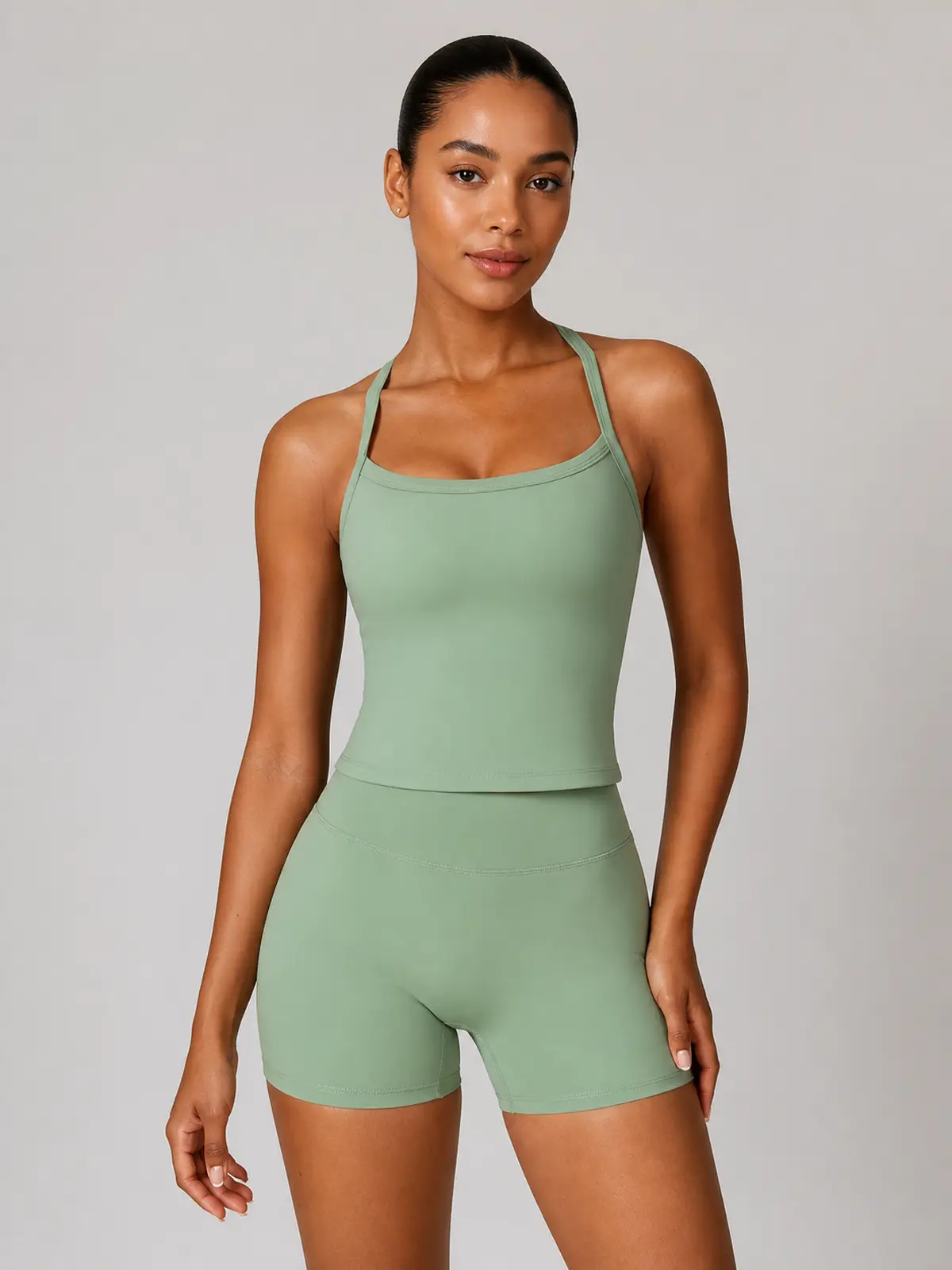 Solstice Muse Square-Neck Cropped Tank Top — pale sage green — general — authoritative variation match