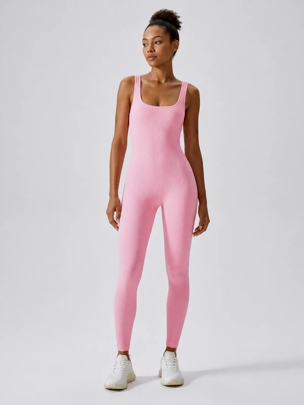 Springline Form Sleeveless Scoop-Neck Ribbed Unitard — light pink — authoritative variation match