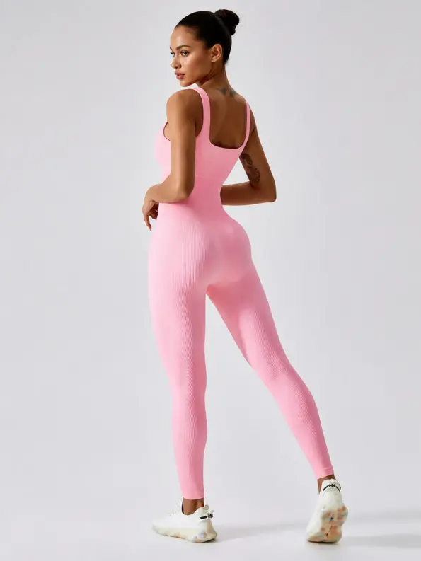 Springline Form Sleeveless Scoop-Neck Ribbed Unitard — light pink — authoritative variation match