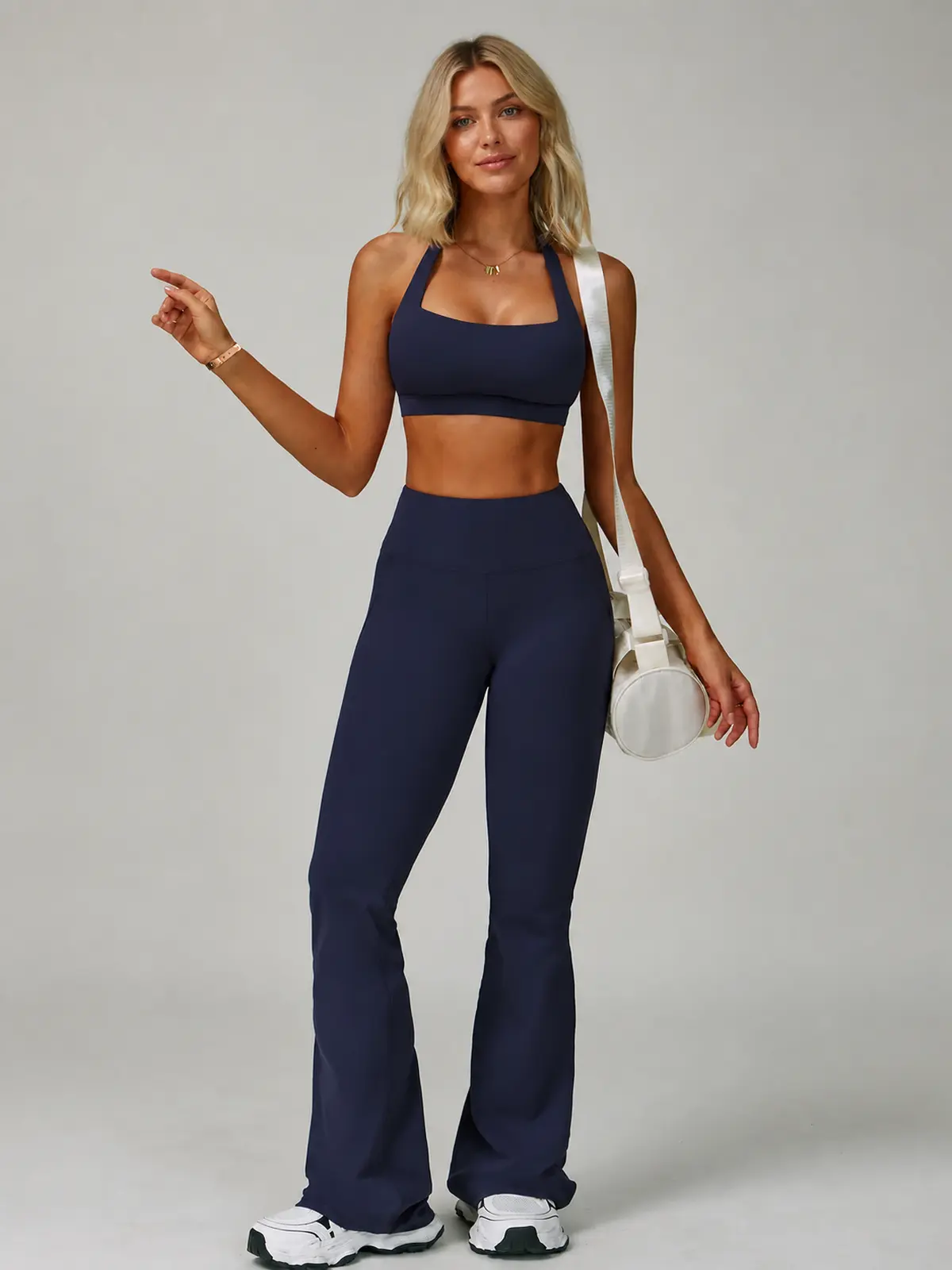 Still Arc Square-Neck Sports Bra — cobalt blue — top-leggings-set — authoritative variation match