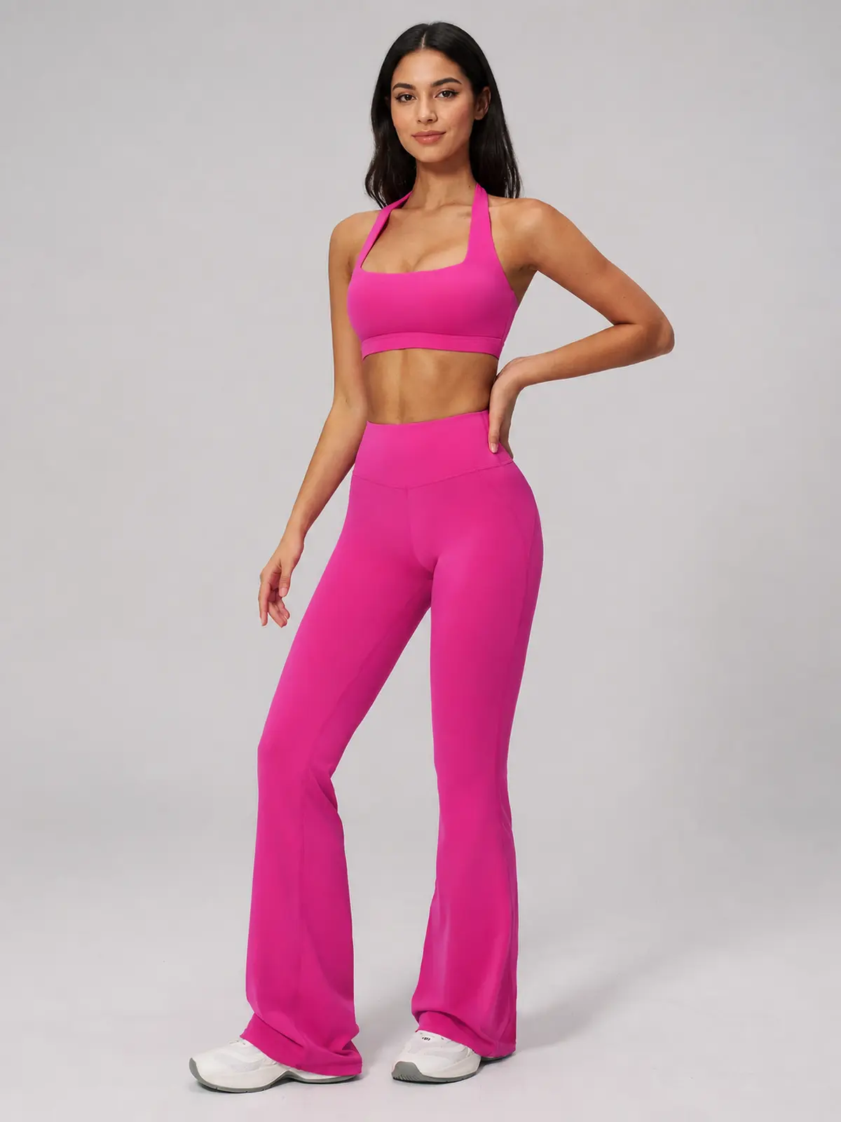 Still Arc Square-Neck Sports Bra — magenta — top-leggings-set — authoritative variation match