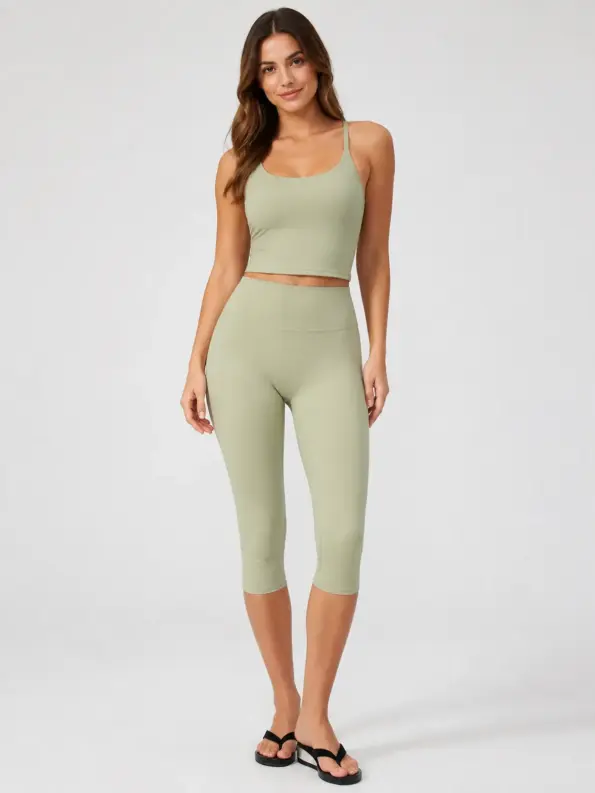 Stillwater Line High-Rise Capri Leggings — light moss green — capri-leggings — authoritative variation match