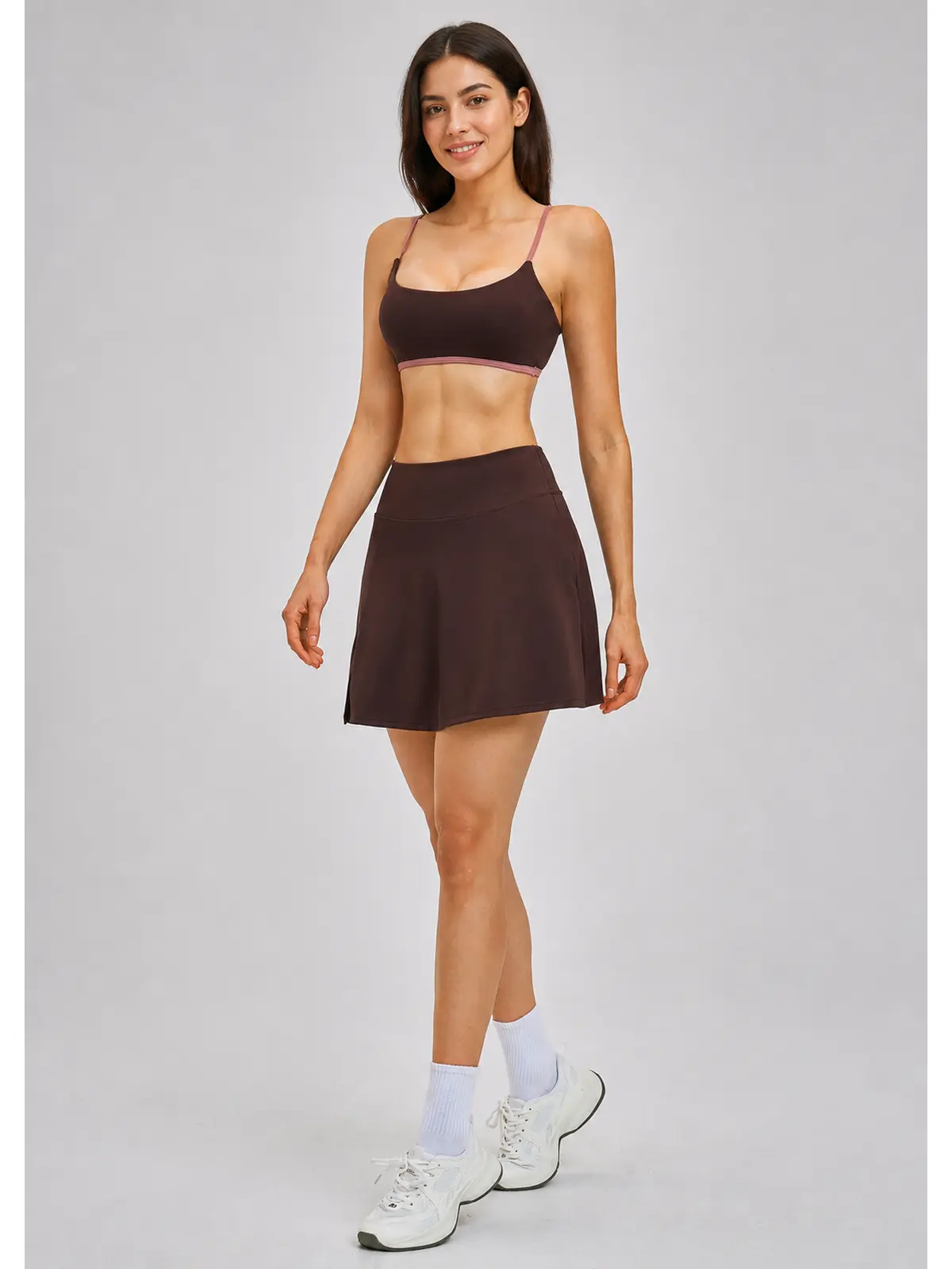 Studio Petal Sports Bra and A-Line Skirt Set — studio portrait