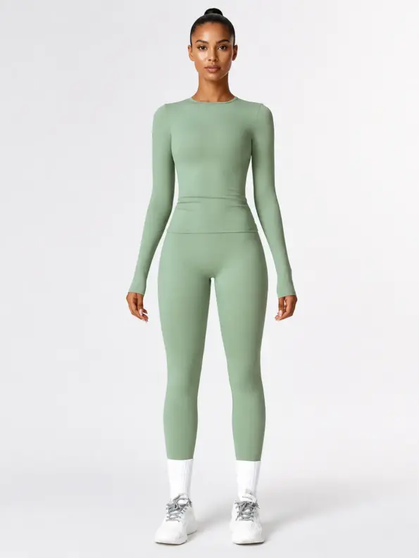 Thistle Cadence Long-Sleeve Top and Full-Length Leggings Set — sage green — general — authoritative variation match