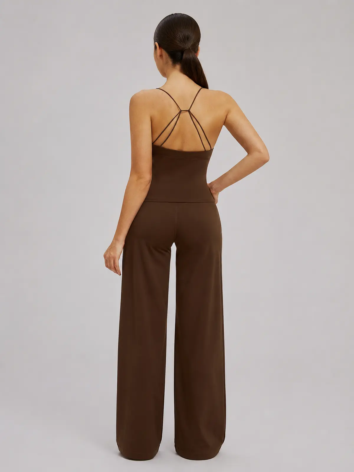 Tidal Fold Twist-Front V-Neck Yoga Tank Top — studio portrait