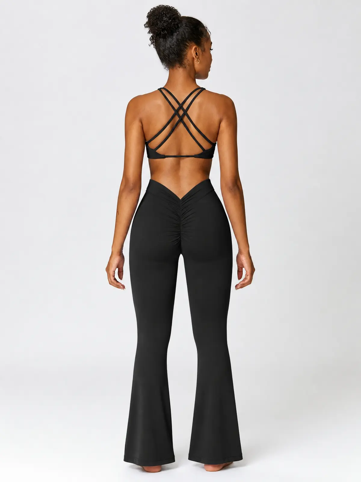 Tideglass Studio High-Rise Ruched Flare Leggings — black — general — assigned human anchor cluster