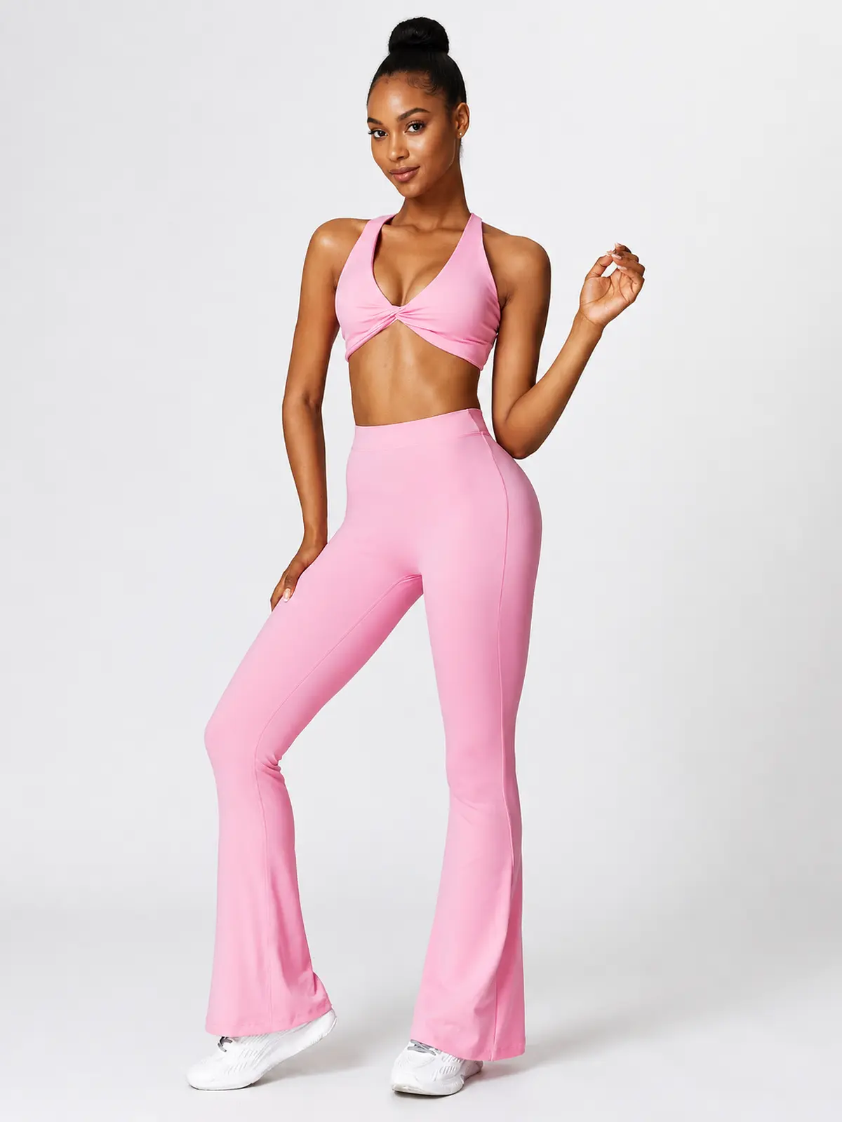 Tideglass Studio High-Rise Ruched Flare Leggings — light pink — general — authoritative variation match