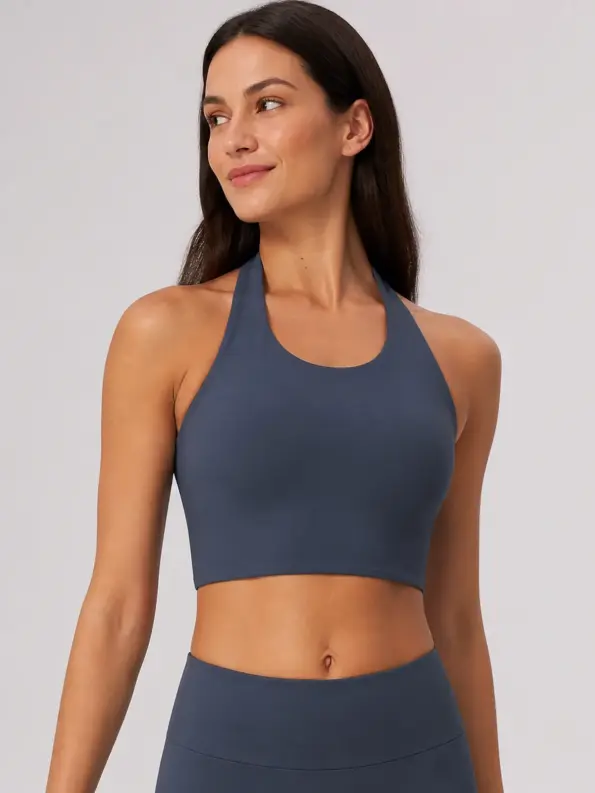 Ventura Halo Halter Crop Top — dark blue — crop-top — authoritative variation match