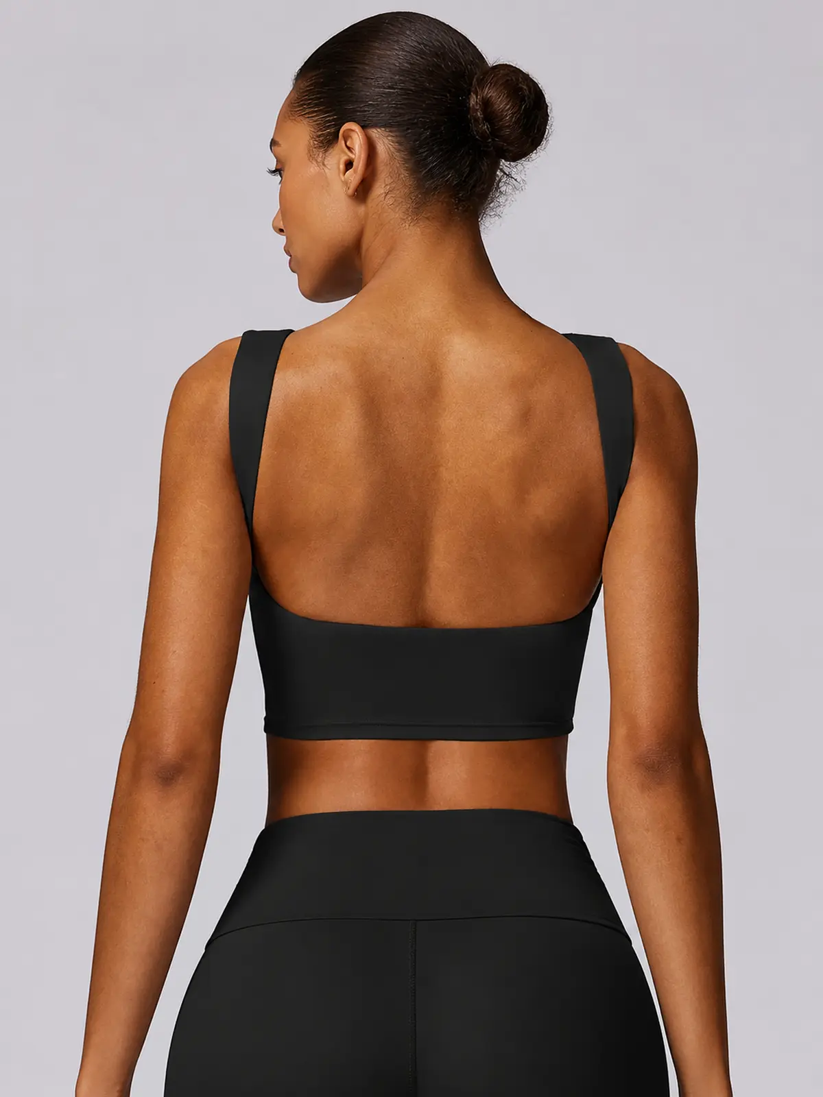 Verdigris Poem Low-Back Sports Bra — black — sports-bra — authoritative variation image