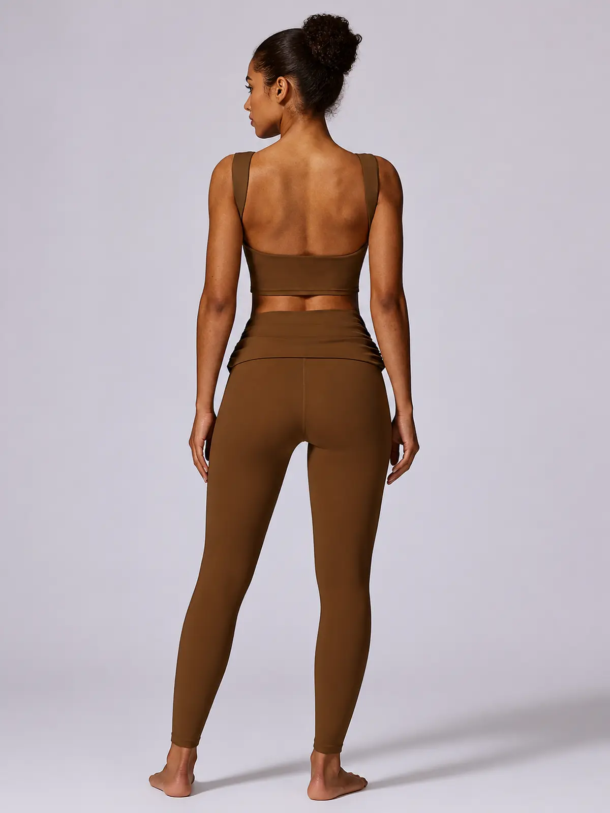 Verdigris Poem Low-Back Sports Bra — brown — sports-bra — authoritative variation image