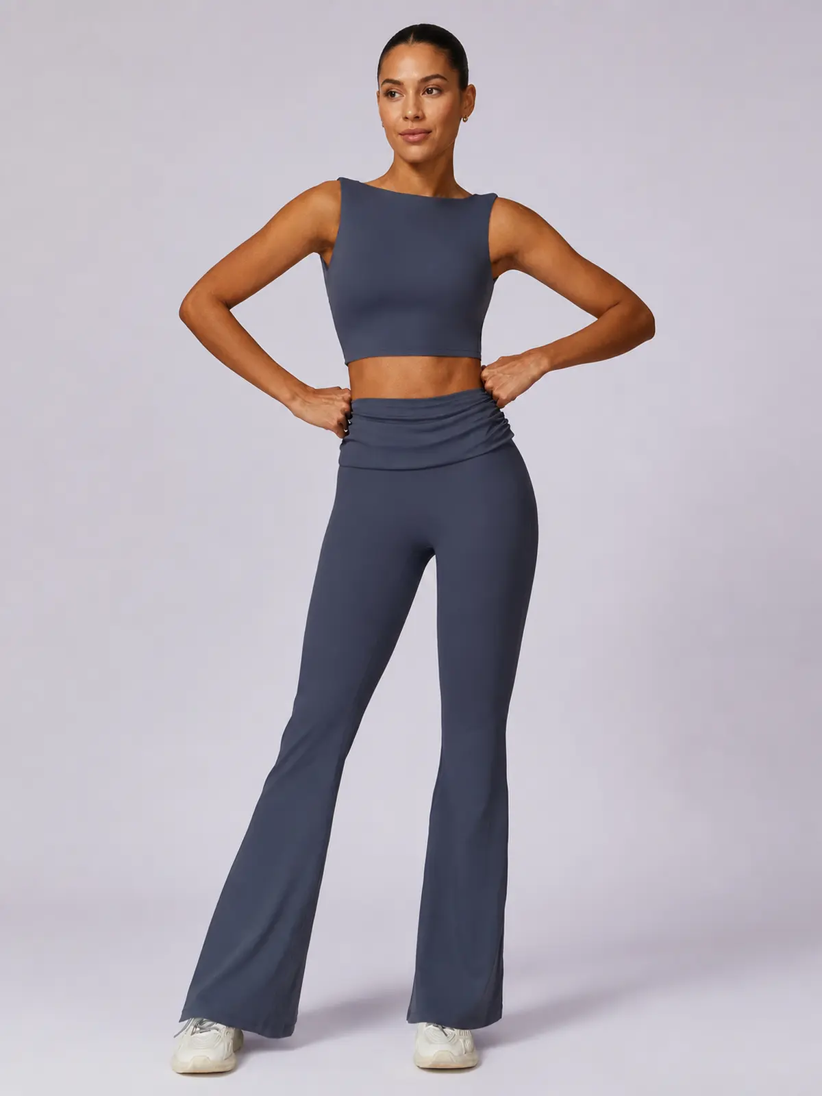 Verdigris Poem Low-Back Sports Bra — daisy blue — general — assigned human anchor cluster