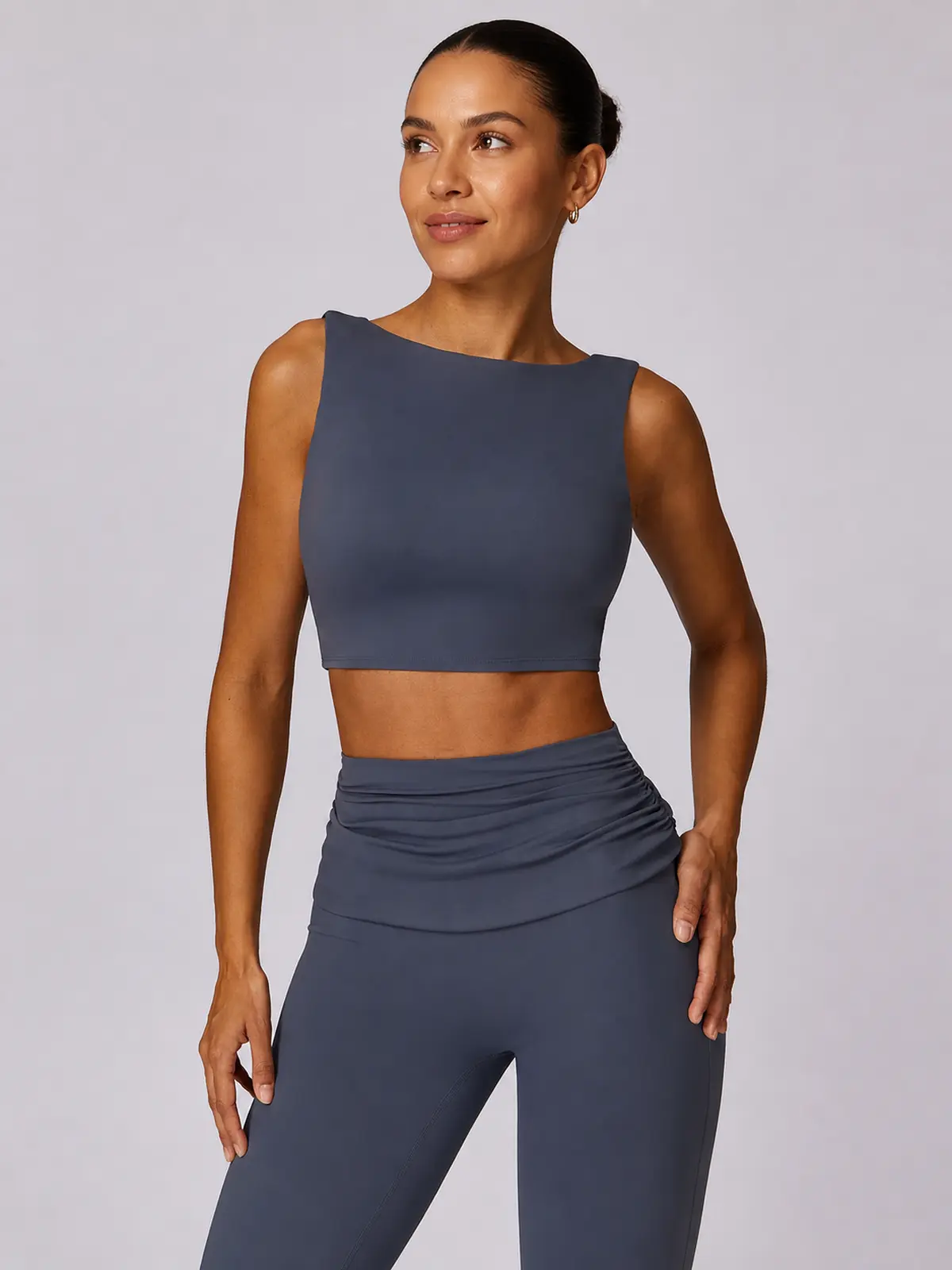 Verdigris Poem Low-Back Sports Bra — daisy blue — general — assigned human anchor cluster