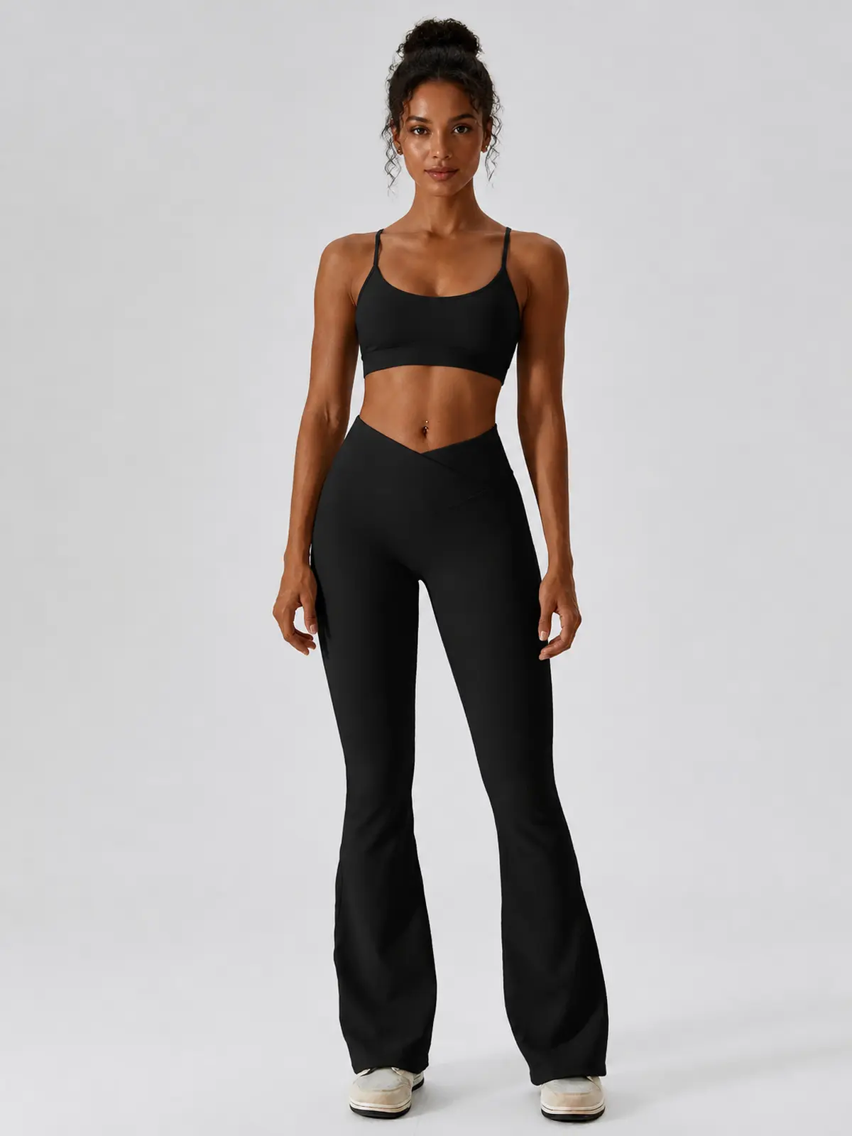 Verve Ledger High-Rise Crossover Flare Leggings — black — flare-leggings — authoritative variation image