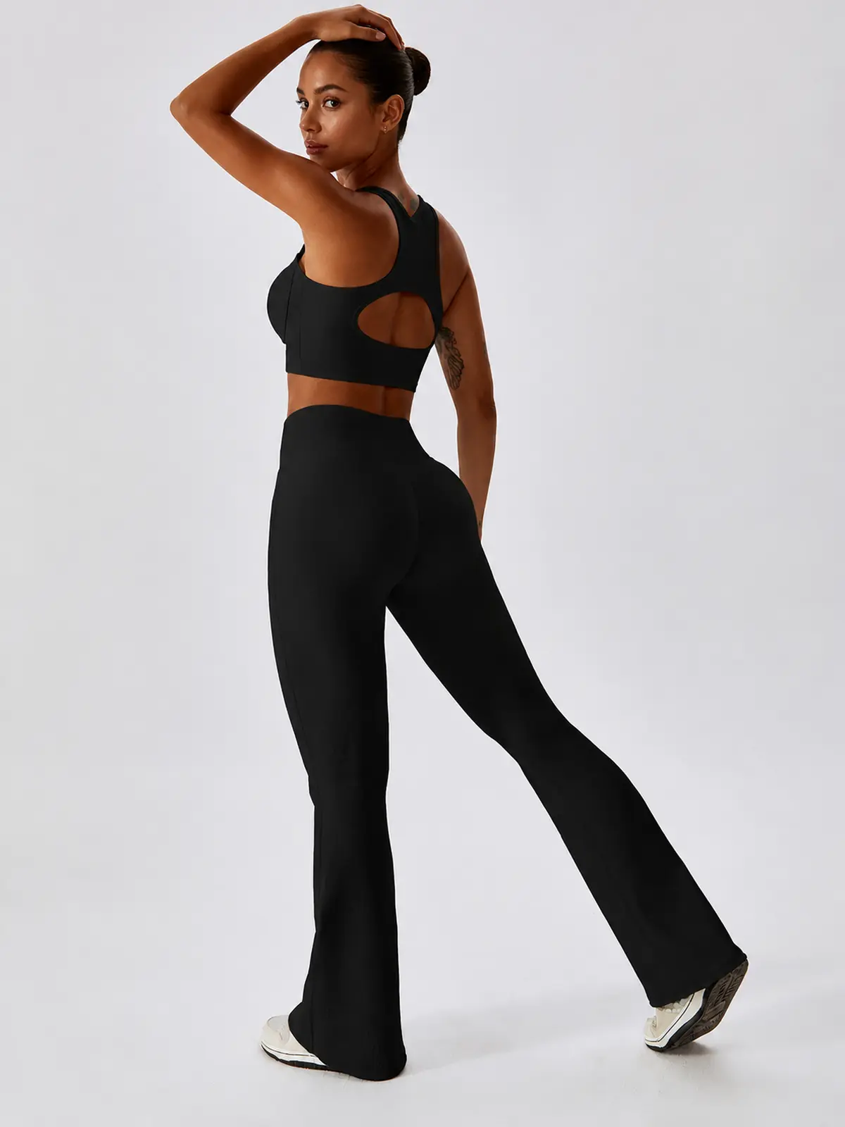 Verve Ledger High-Rise Crossover Flare Leggings — black — general — authoritative variation match