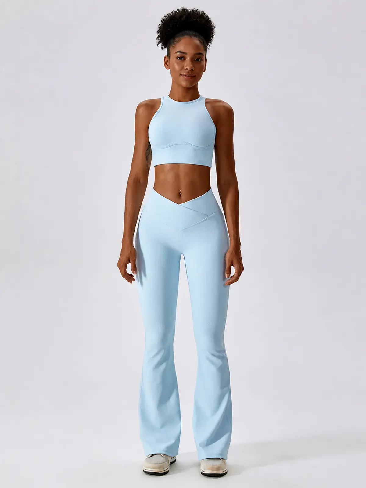 Verve Ledger High-Rise Crossover Flare Leggings — sky blue — general — authoritative variation match